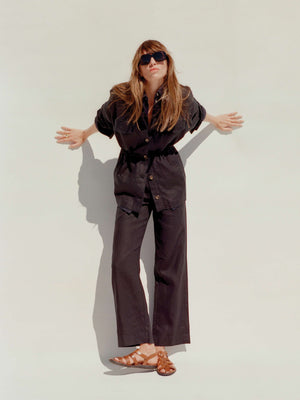 Sun Strider Linen Utility Jacket - Black