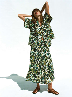 Montecito Linen Maxi Skirt - Tropics