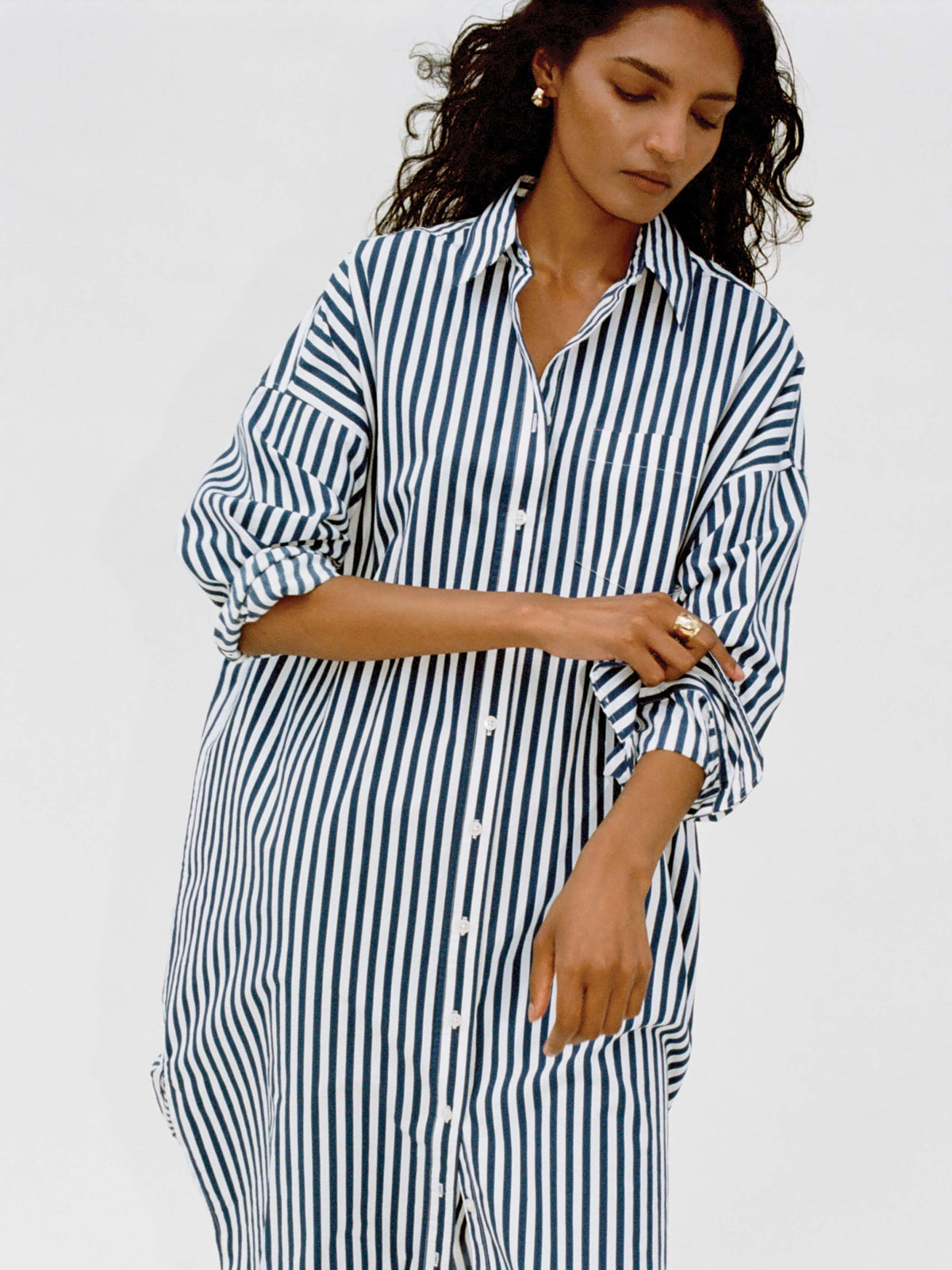  | Coastal Poplin Rio Shirtdress - Seaside Stripe | Faherty Brand, image 2 of 8