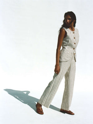 Sun Strider Linen Pant - Cocoa Grove Stripe