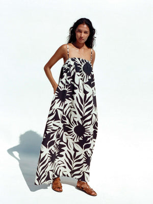 Coastal Poplin Kaua Dress - Garden Sonata