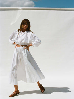 Coastal Poplin Nera Skirt - White