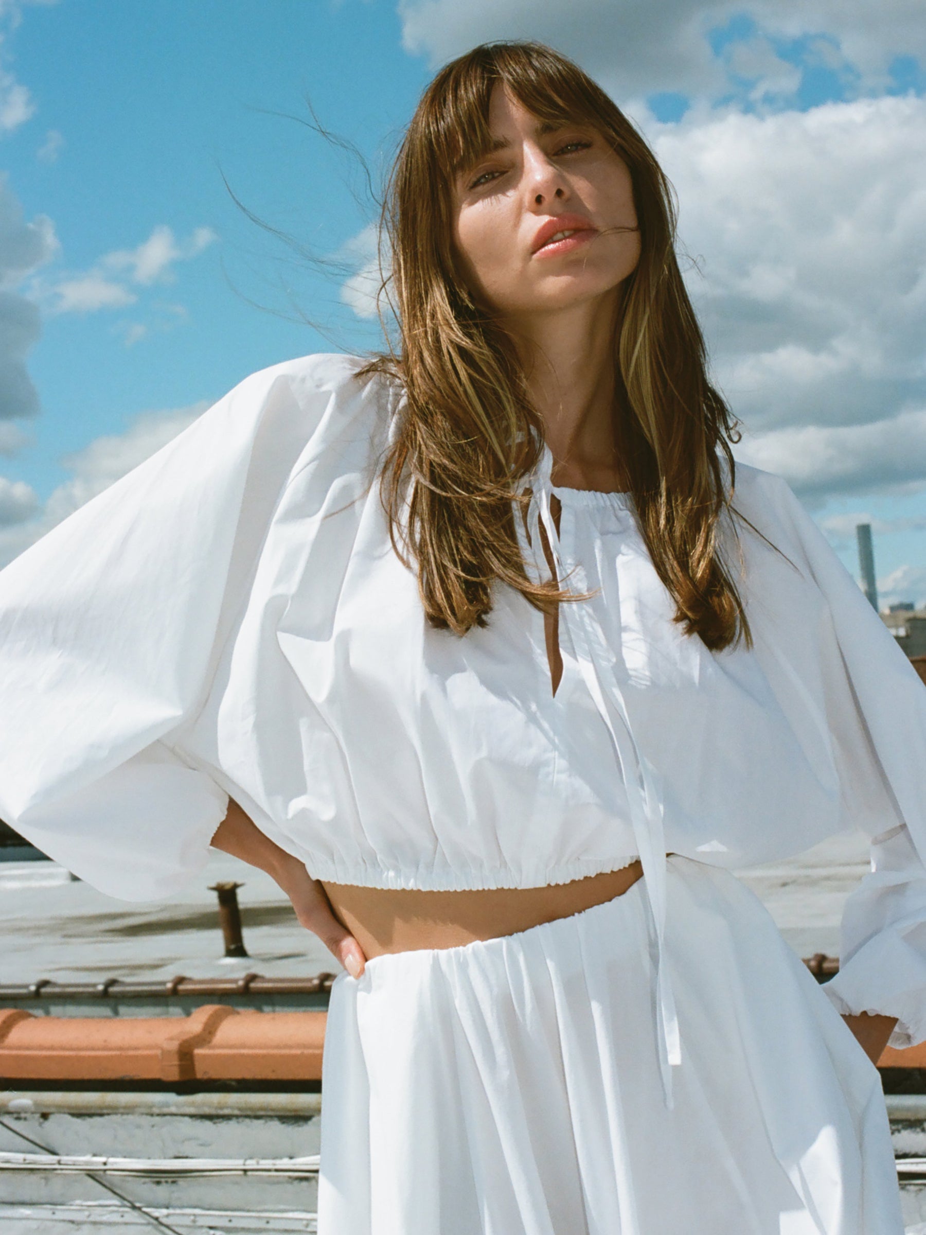 Coastal Poplin Nera Top - White | Faherty Brand
