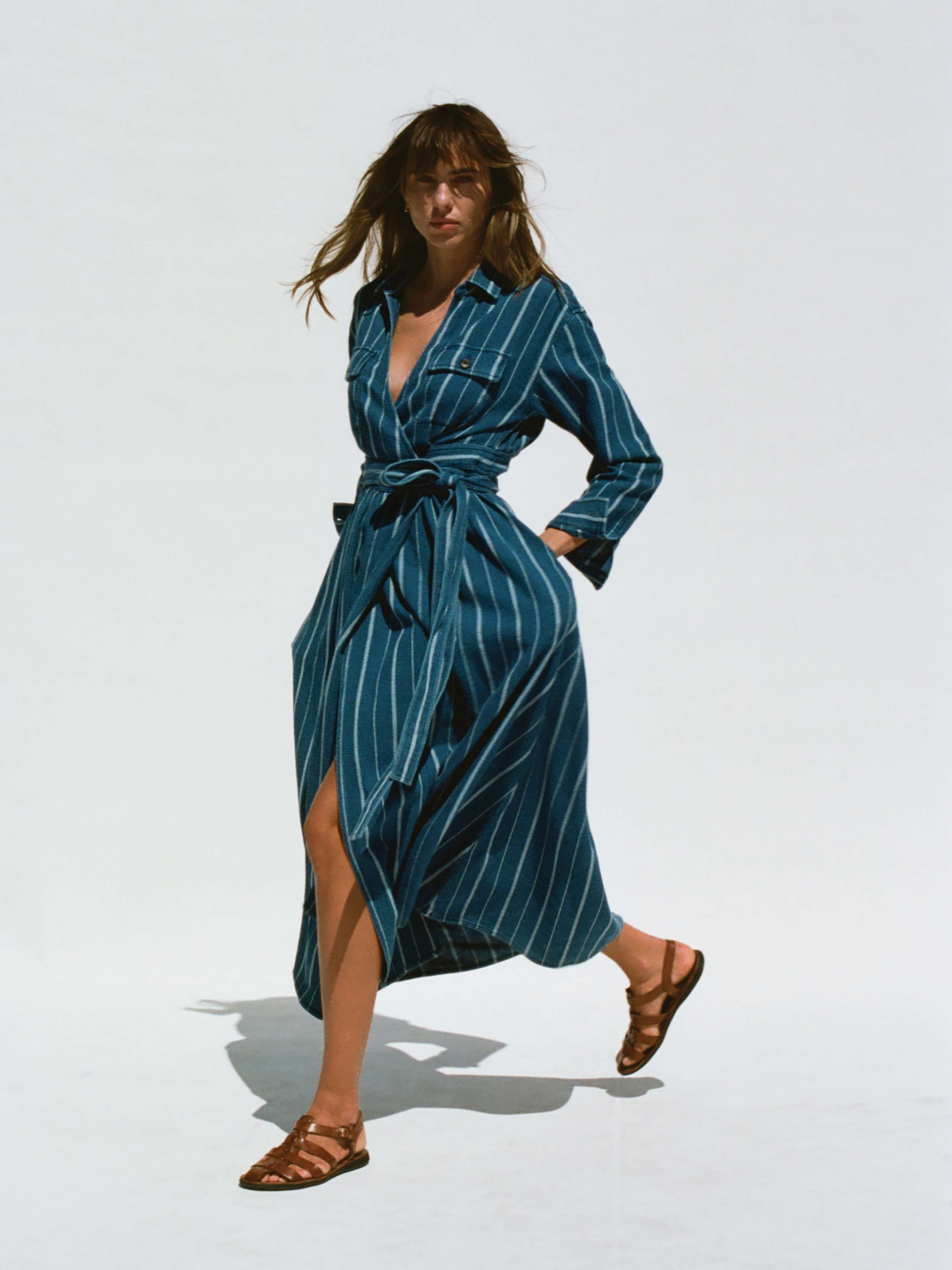Island Tide Julia Wrap Dress - Indigo Drift Stripe | Faherty Brand