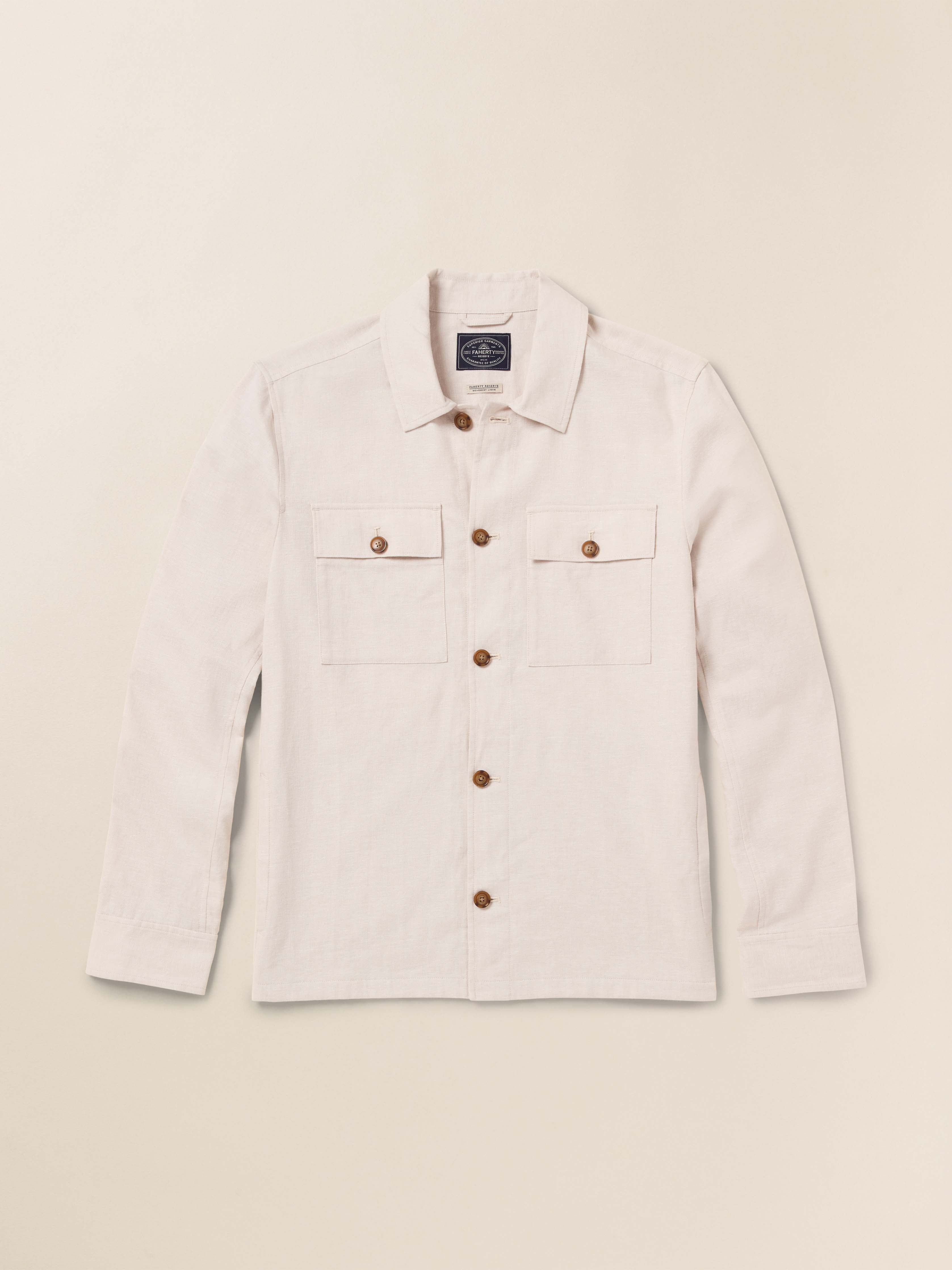 Movement™ Linen Shirt Jacket - Dorset Sand | Faherty Brand