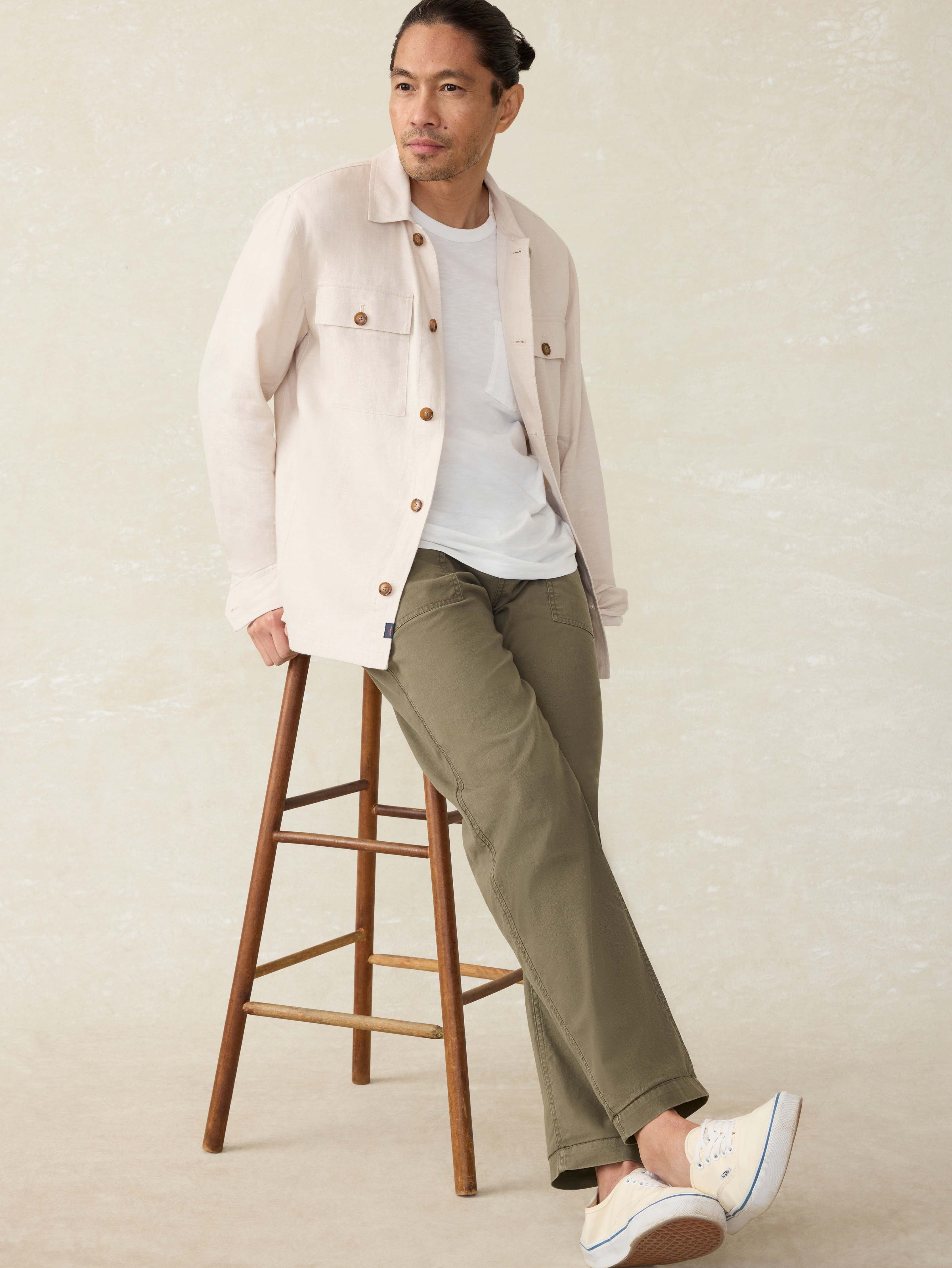 Movement™ Linen Shirt Jacket - Dorset Sand | Faherty Brand