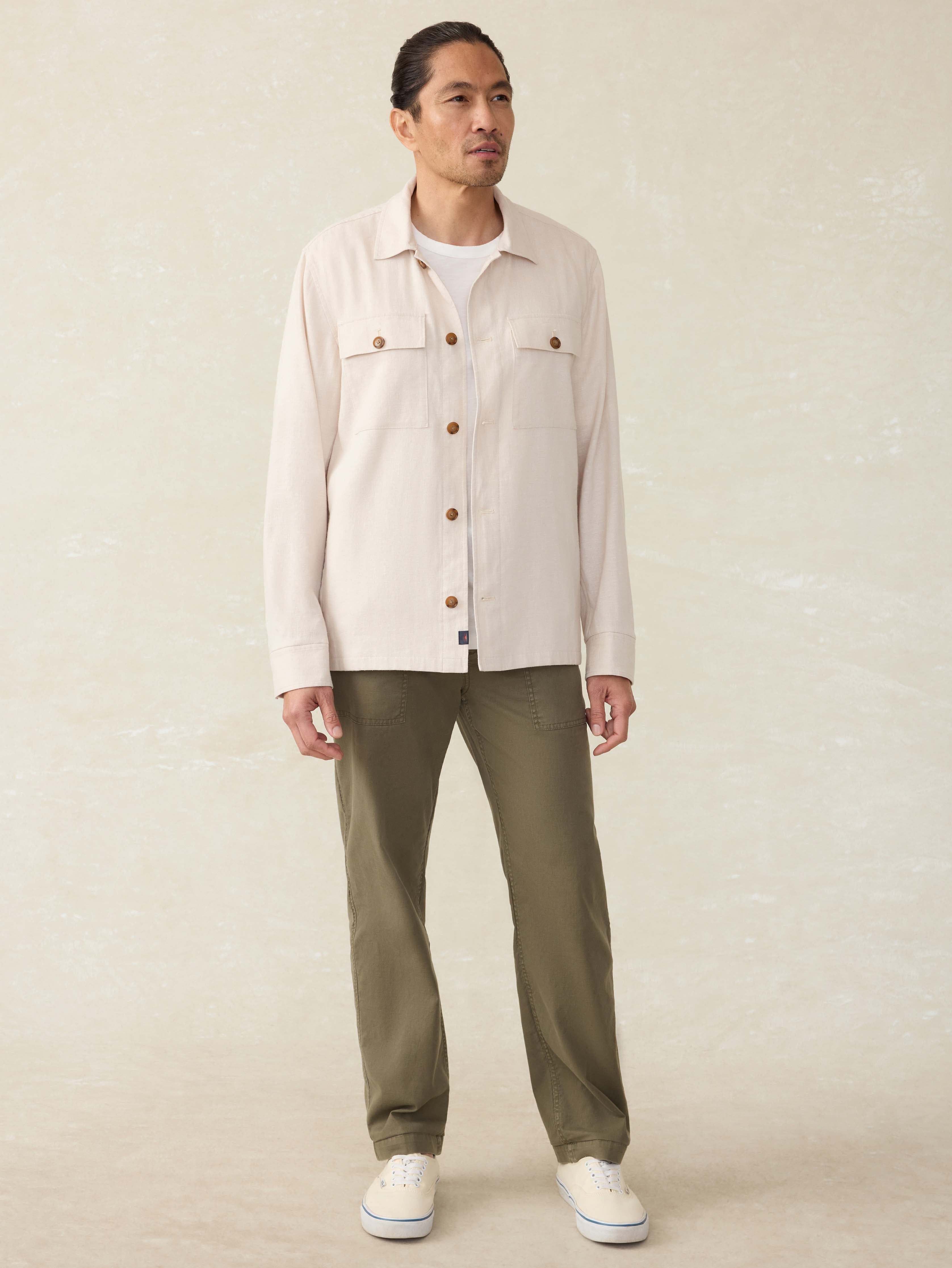 Movement™ Linen Shirt Jacket - Dorset Sand | Faherty Brand