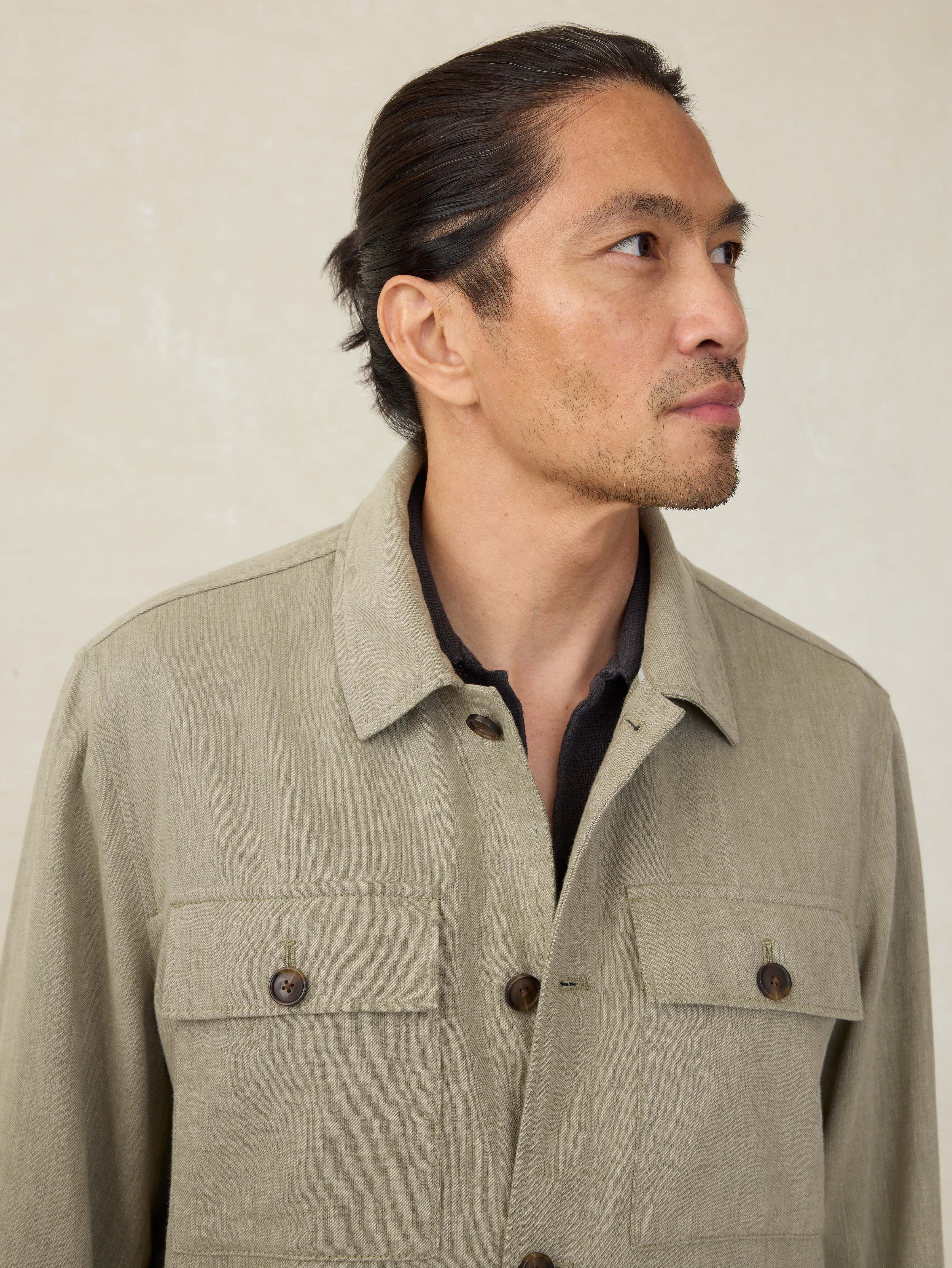 Movement™ Linen Shirt Jacket - Sage Cliff | Faherty Brand