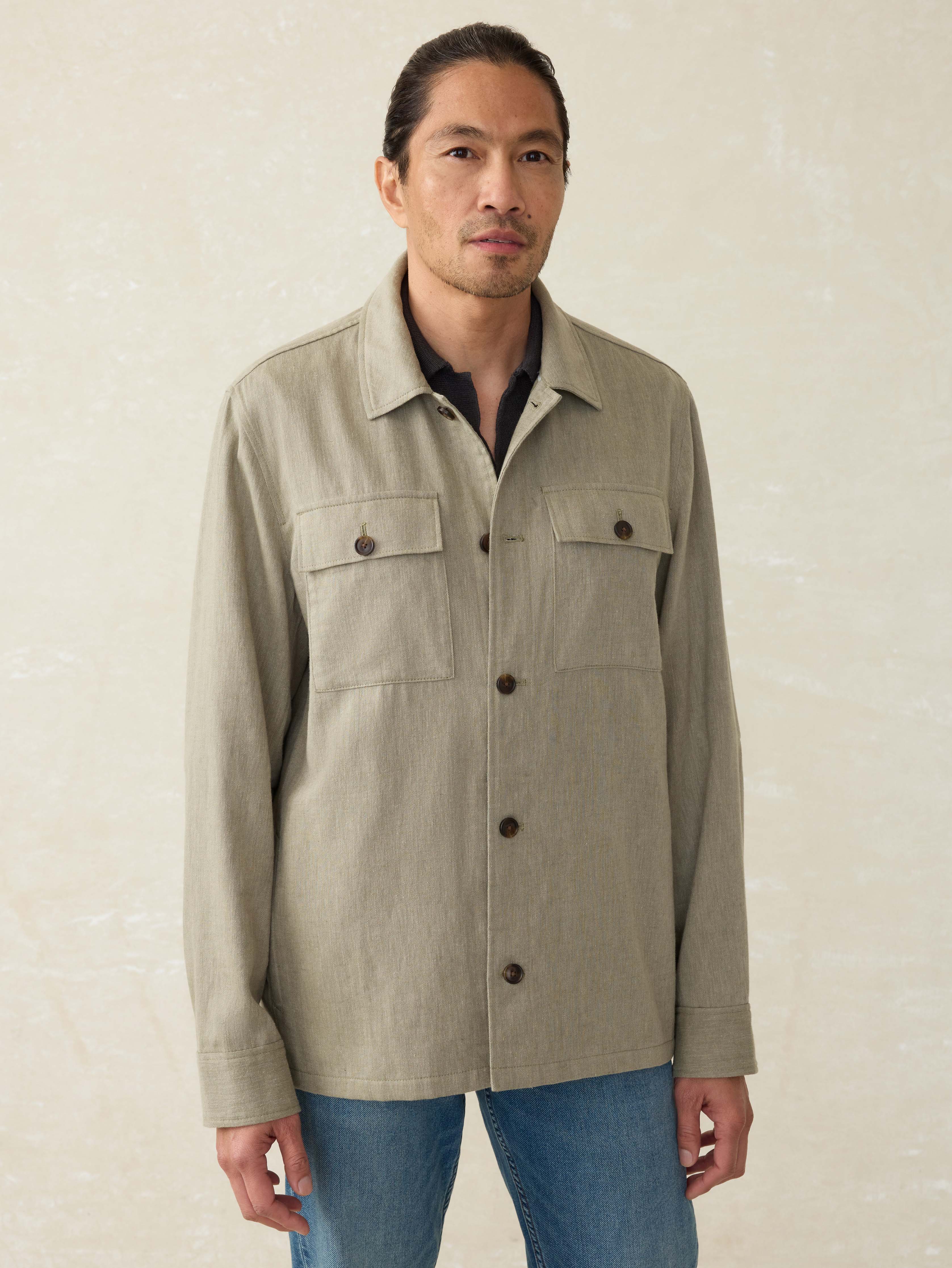 Movement™ Linen Shirt Jacket - Sage Cliff | Faherty Brand