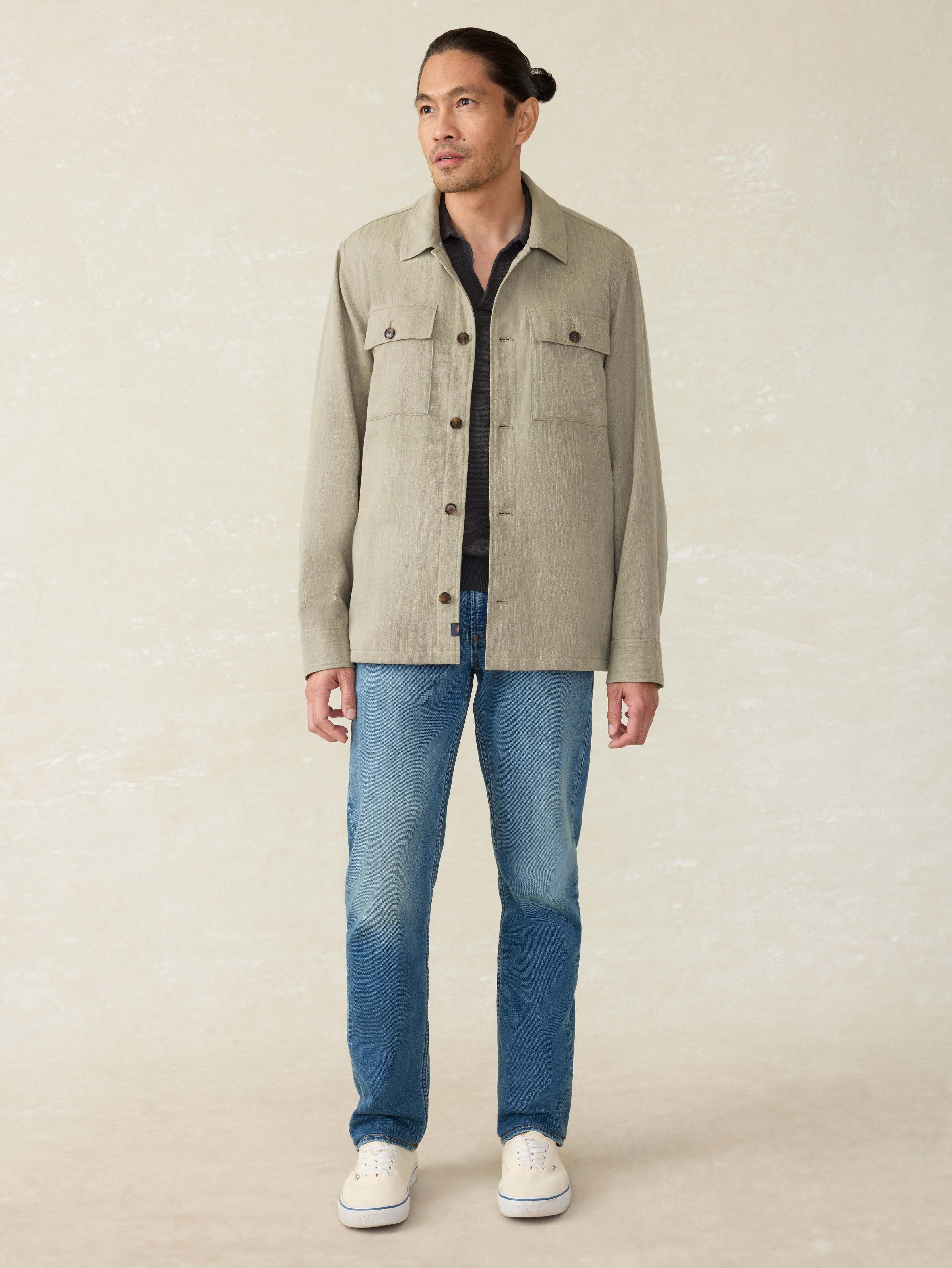 Movement™ Linen Shirt Jacket - Sage Cliff | Faherty Brand
