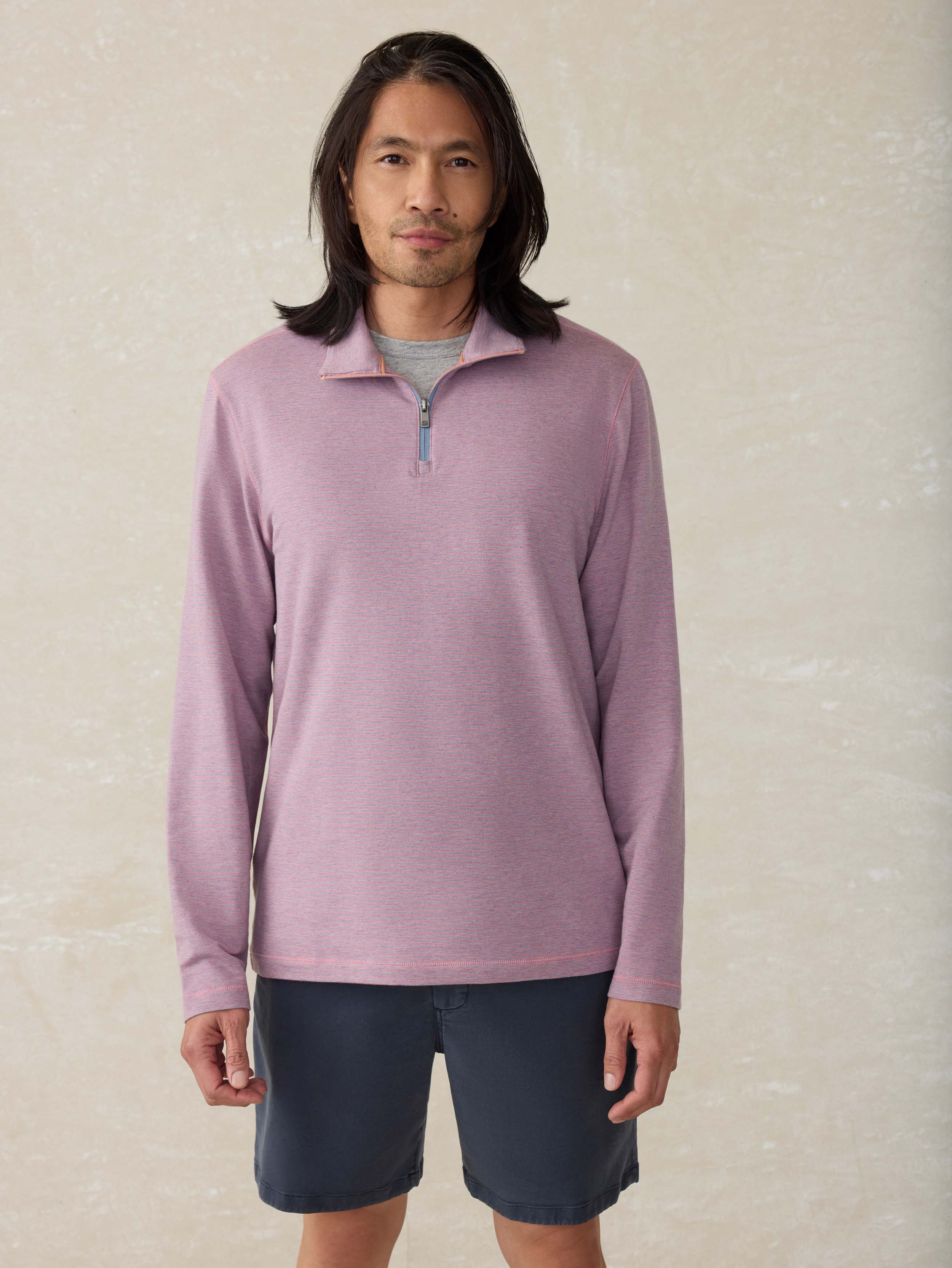 Movement™ Quarter Zip - Rose Creek Stripe | Faherty Brand