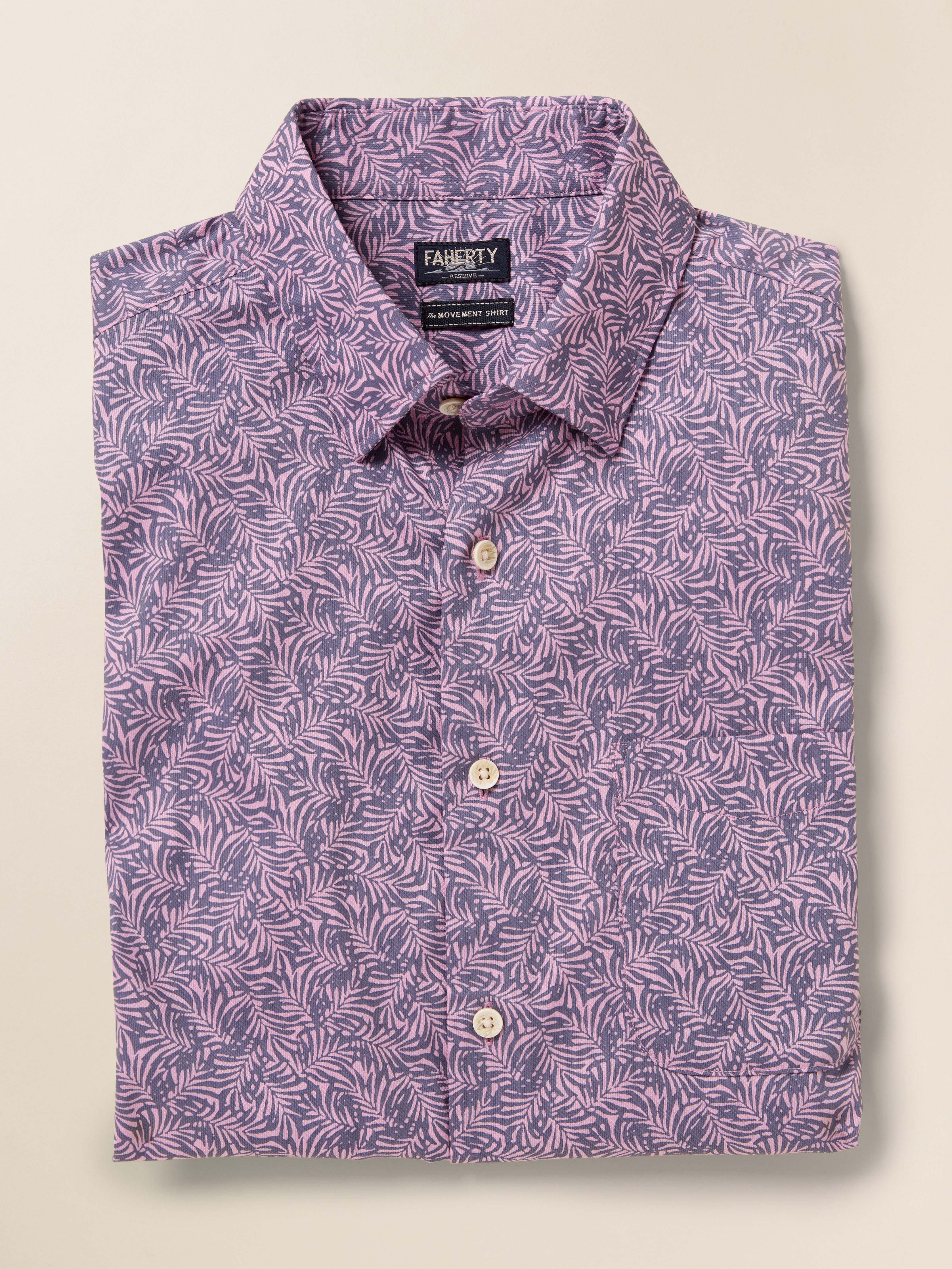Short-Sleeve Movement™ Monterey Shirt - Lavender Sky Canopy | Faherty Brand