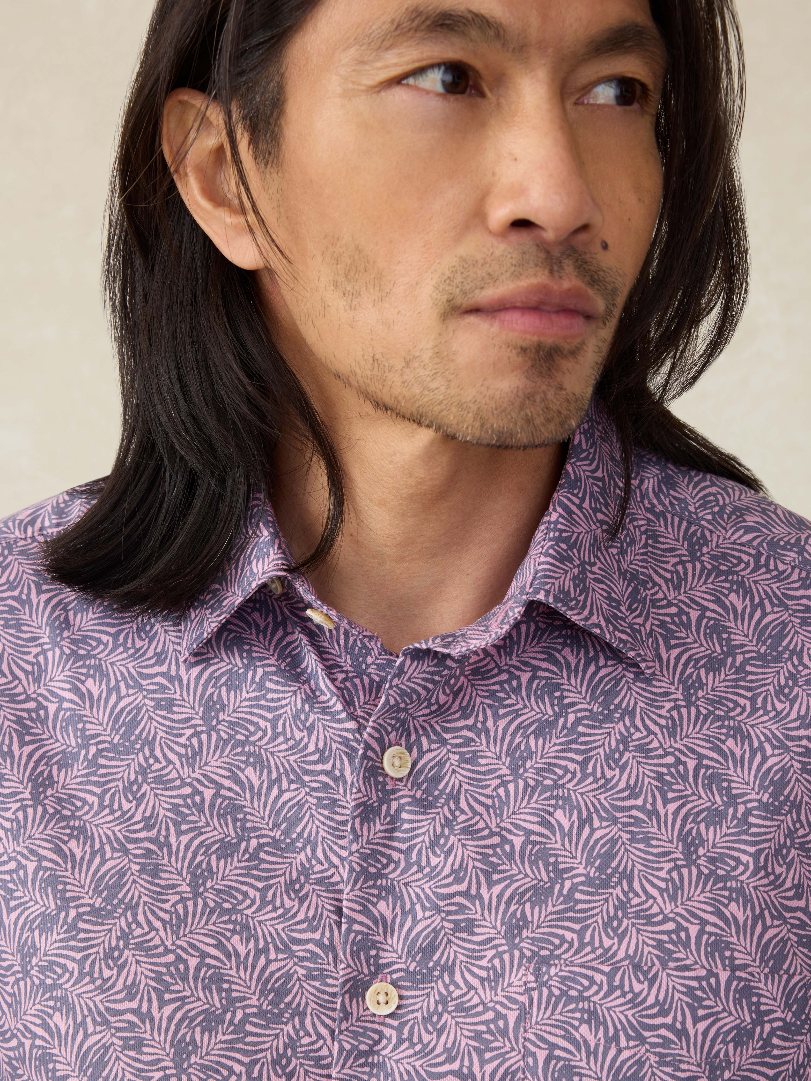 Short-Sleeve Movement™ Monterey Shirt - Lavender Sky Canopy | Faherty Brand
