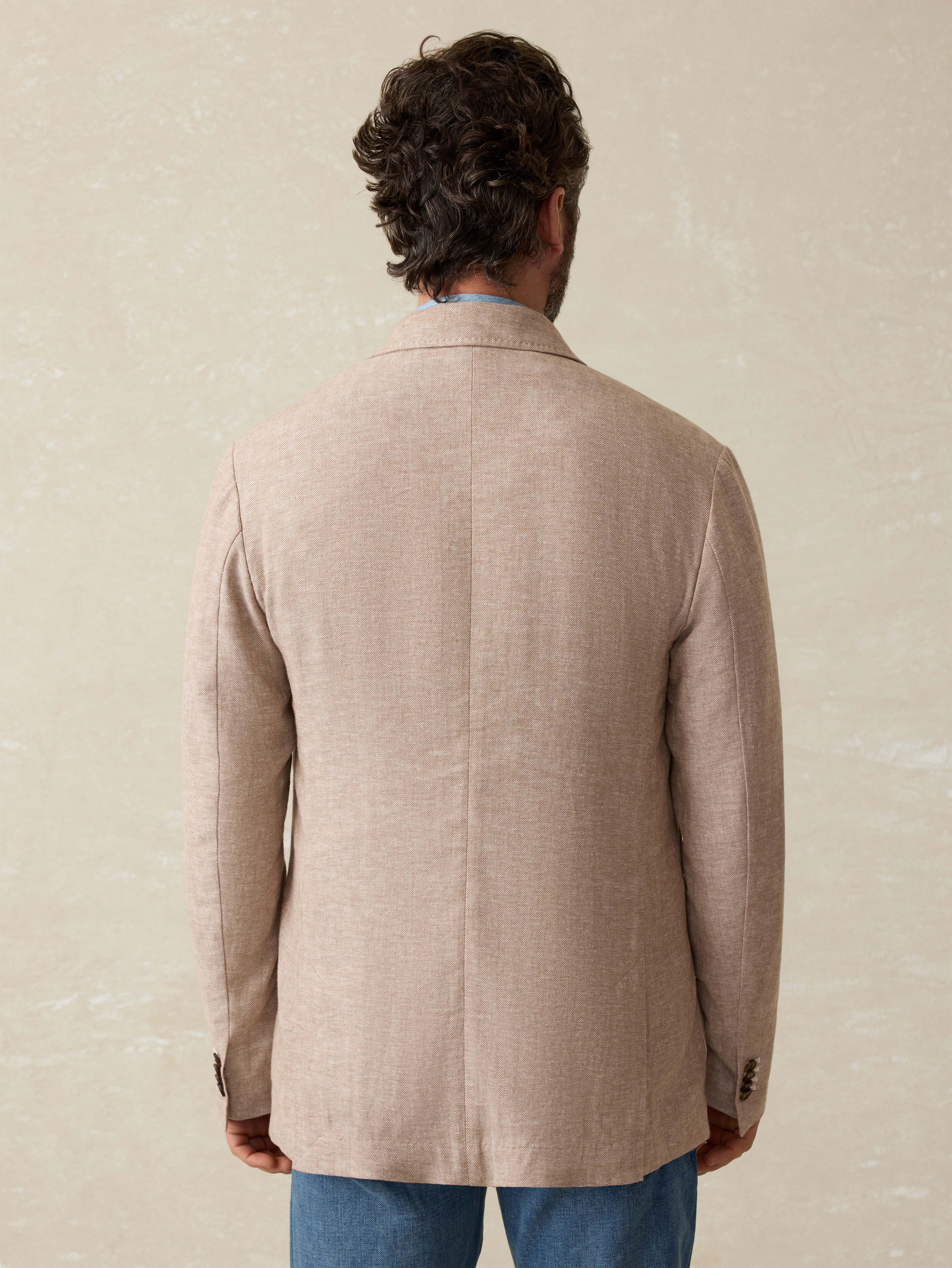 Movement™ Linen Blazer - Wolf Sands Herringbone | Faherty Brand