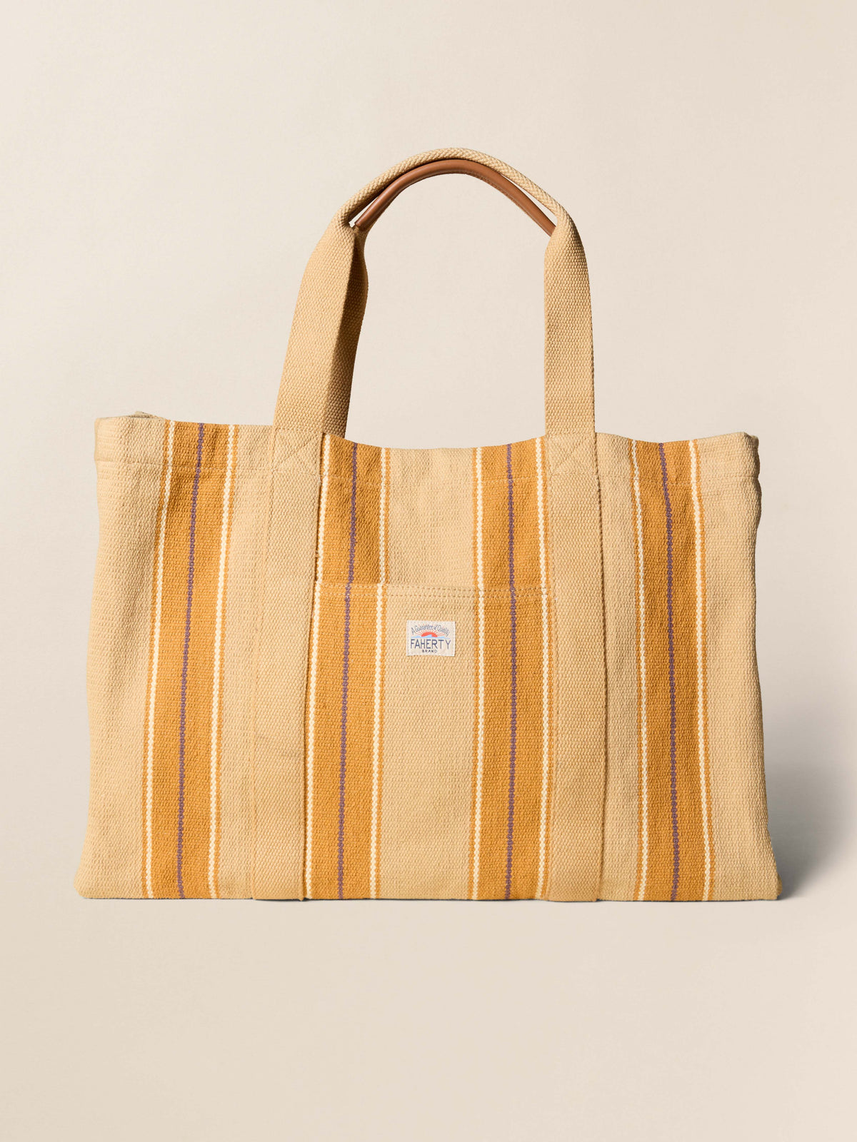 Surf Stripe Beach Tote - Khaki, image 1 of 2