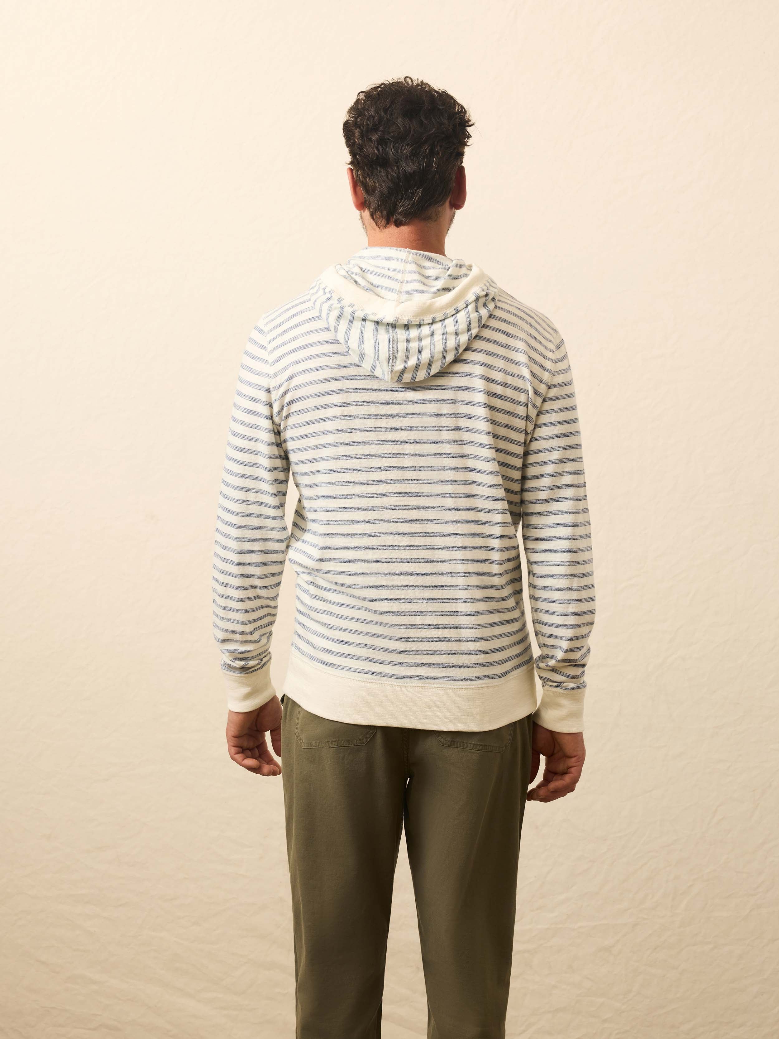 Sunwashed Organic Hoodie - Pearl Ocean Stripe | Faherty Brand