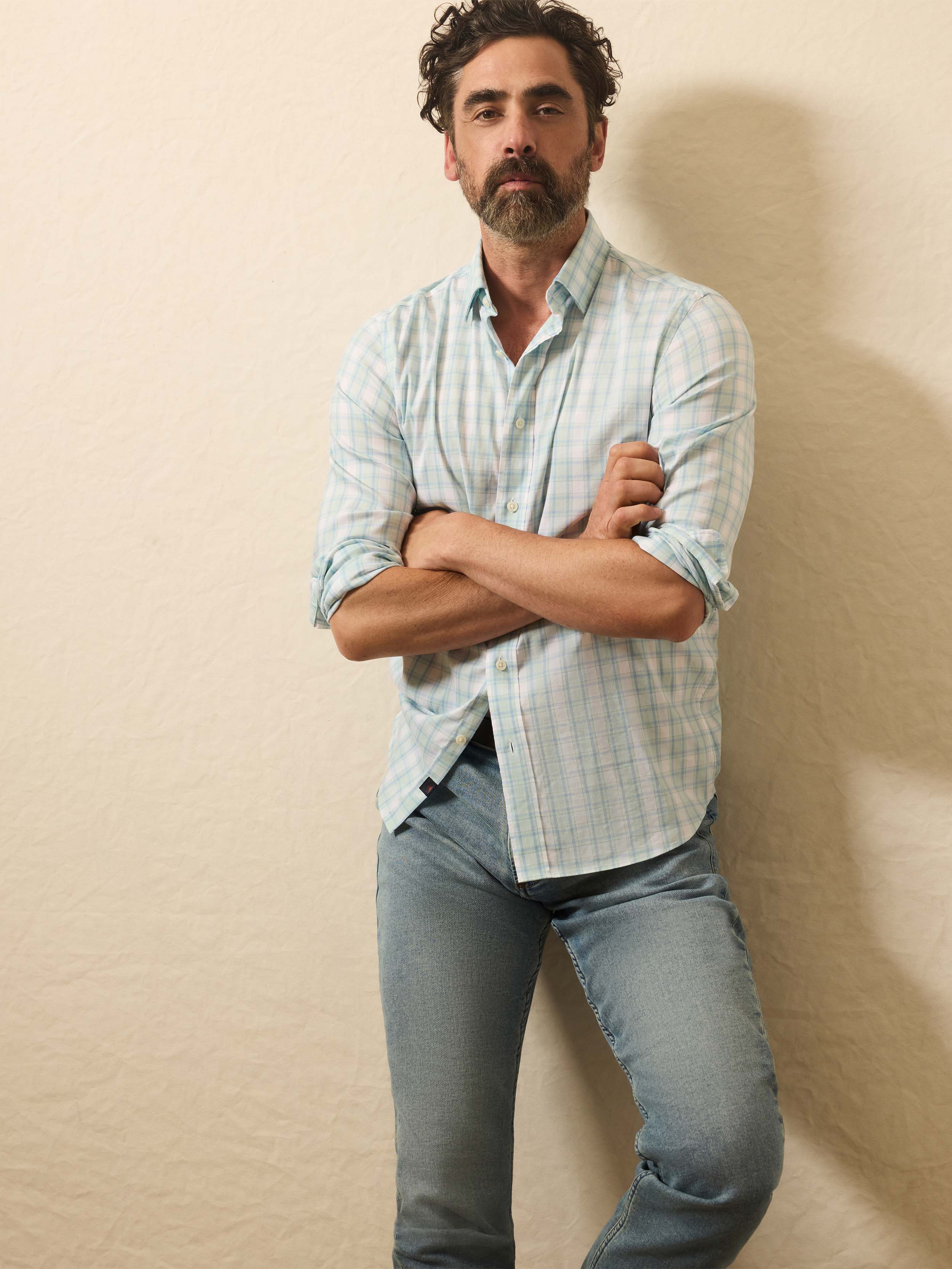 The Movement™ Shirt - Stone Lagoon Plaid | Faherty Brand