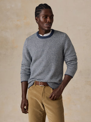 Heirloom Crewneck Sweater - Ivory Navy Feeder