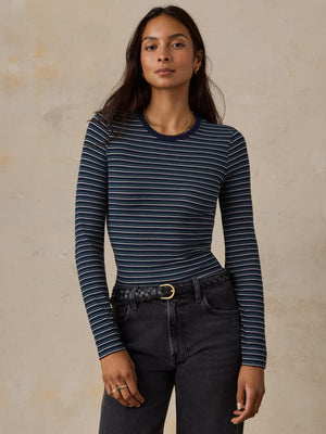 Featherweight Freestyle Layering Crew - Baritone Blue Stripe