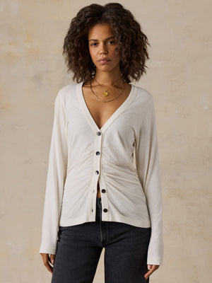 Cotton Hemp Long-Sleeve Top - White
