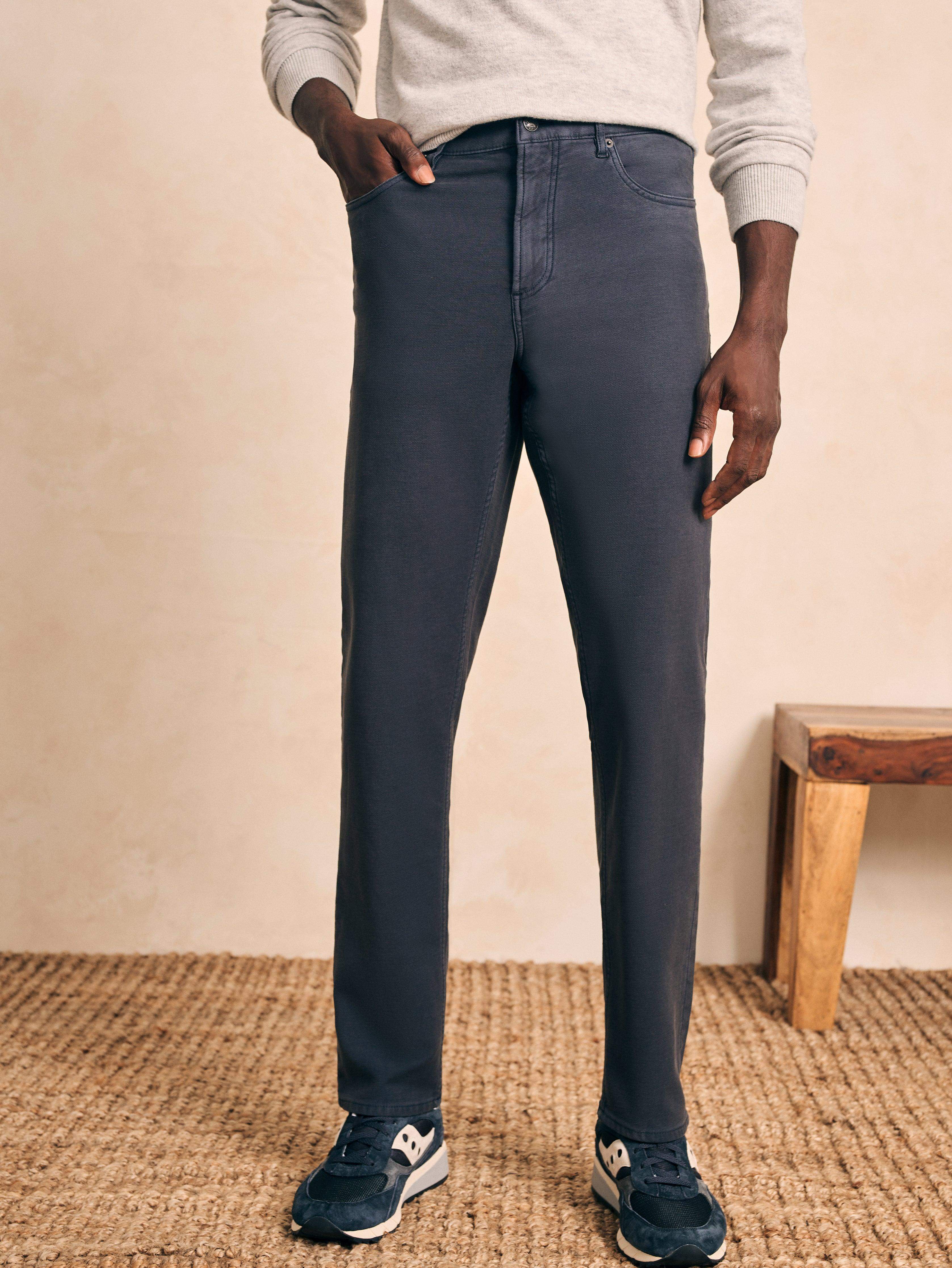 Stretch Terry 5-Pocket Athletic Fit Pant - Navy | Faherty Brand