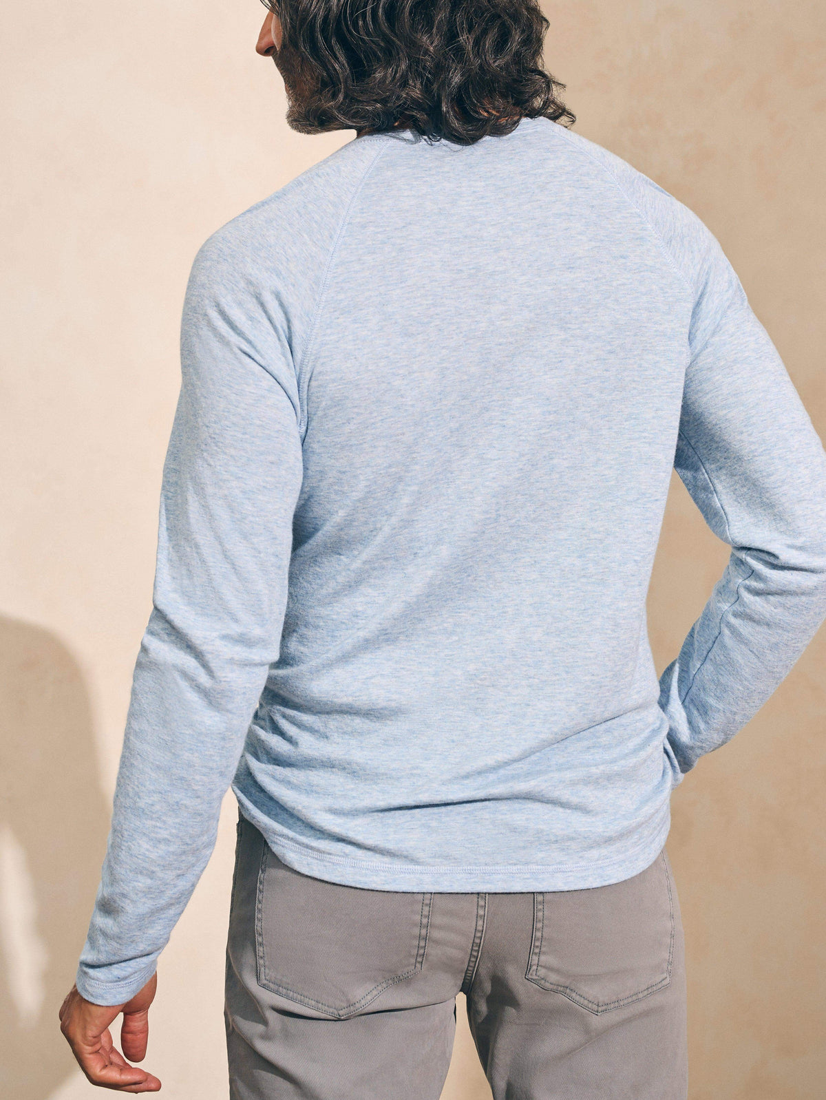 Cloud Long-Sleeve Henley - Light Blue Heather, image 4 of 4