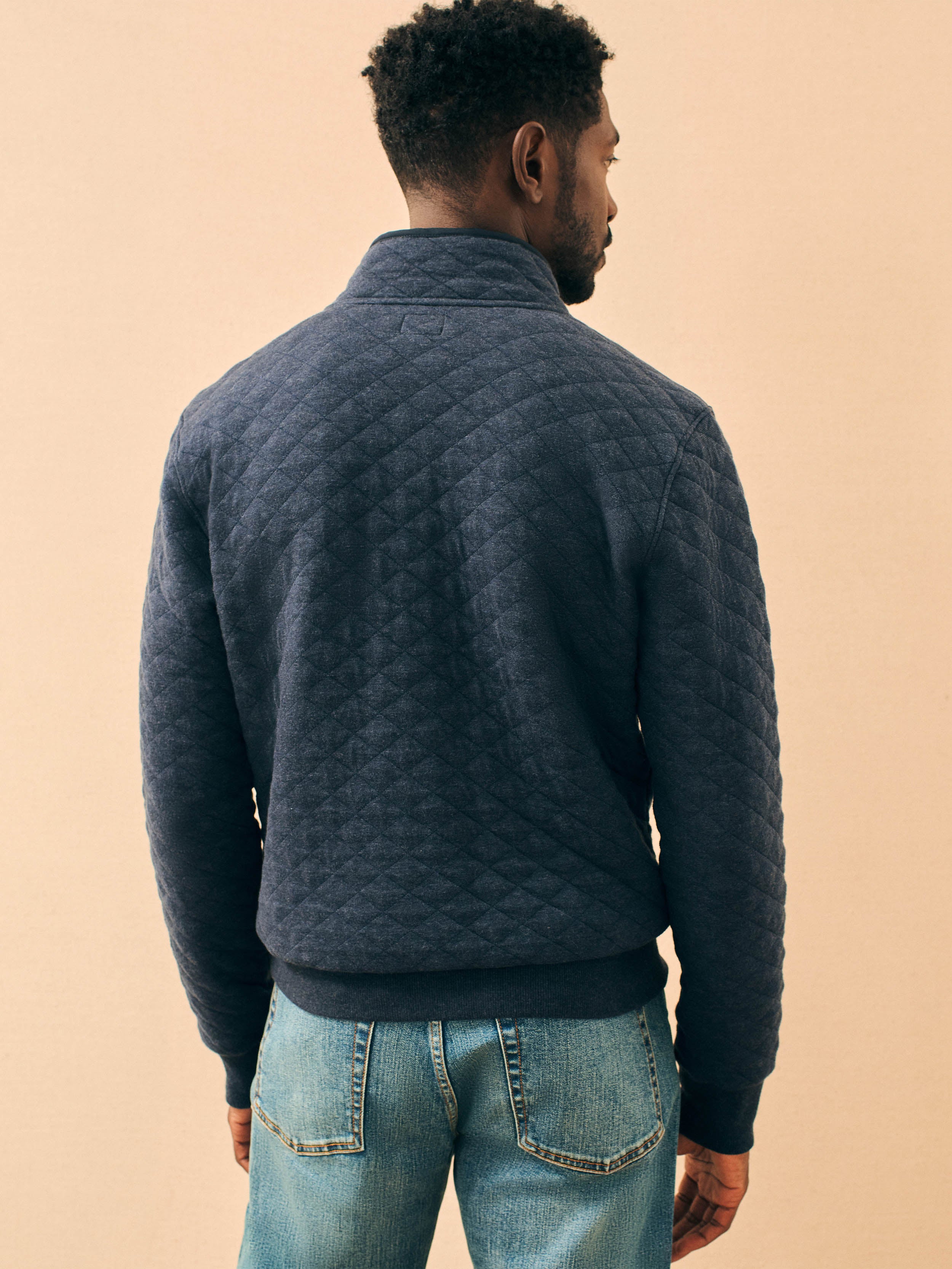 Epic Quilted Fleece Pullover - Navy Melange | Faherty Brand