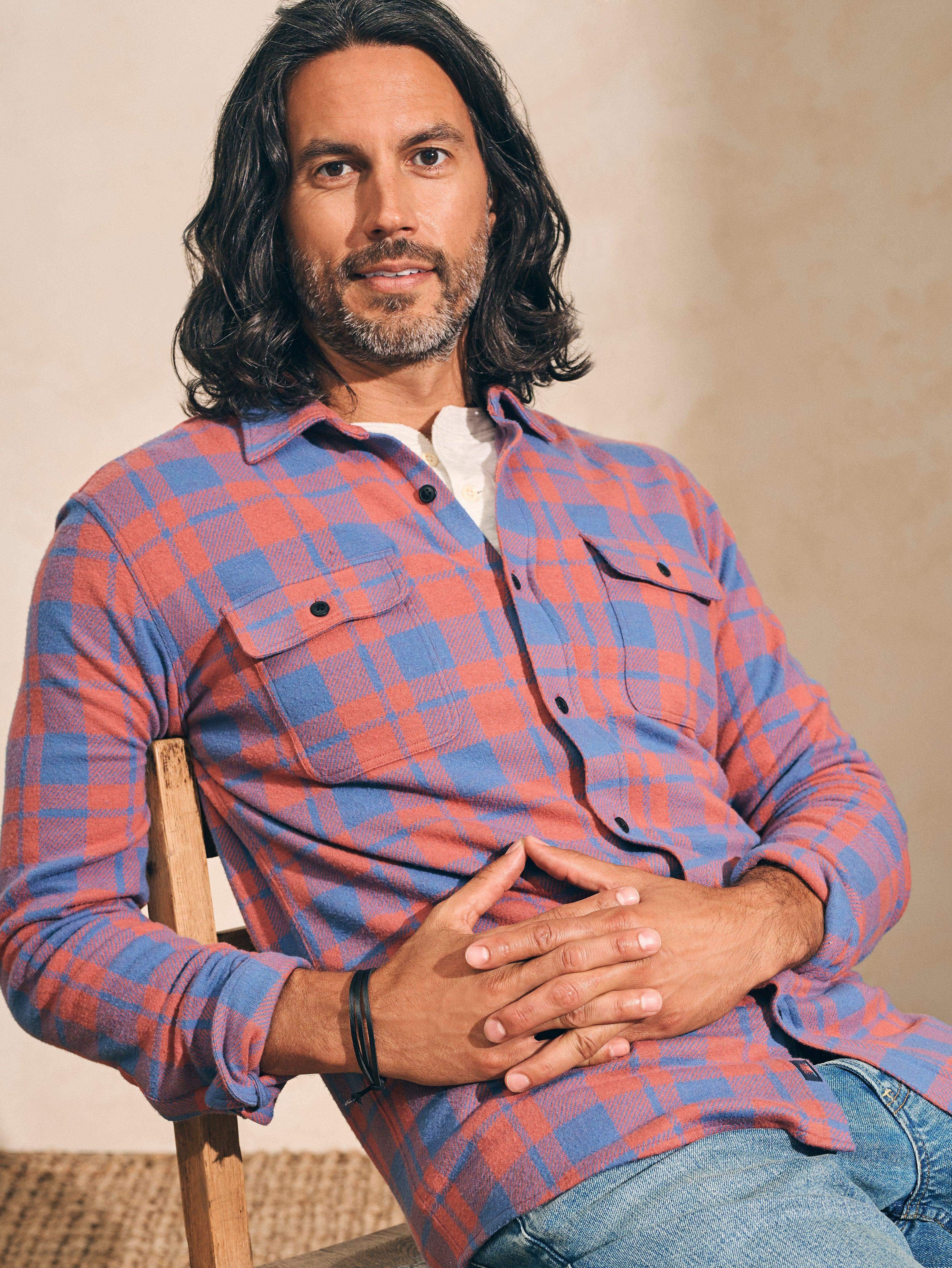 Legend™ Sweater Shirt - Rose Blue Check | Faherty Brand