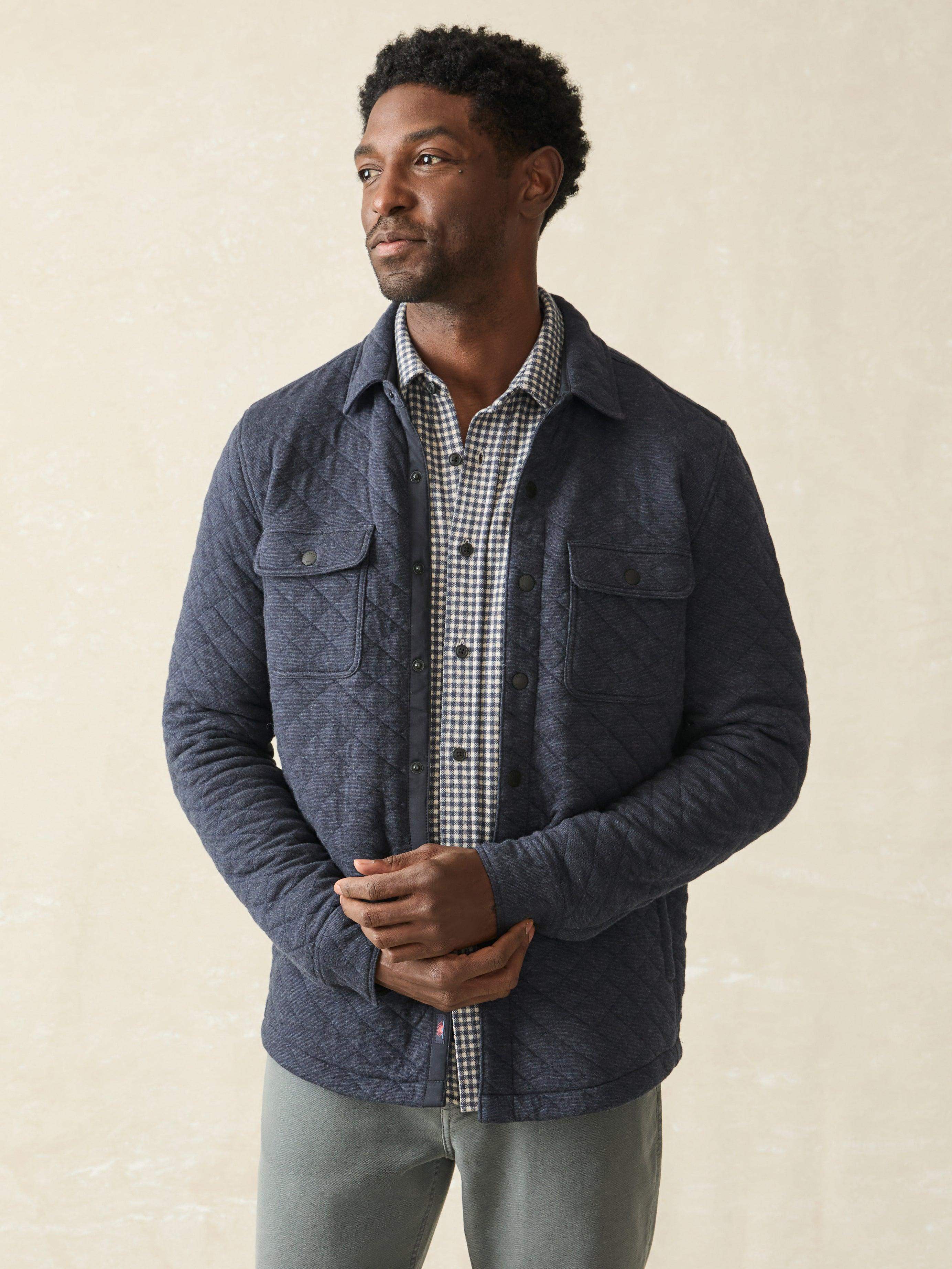 Epic Quilted Fleece CPO - Navy Melange | Faherty Brand