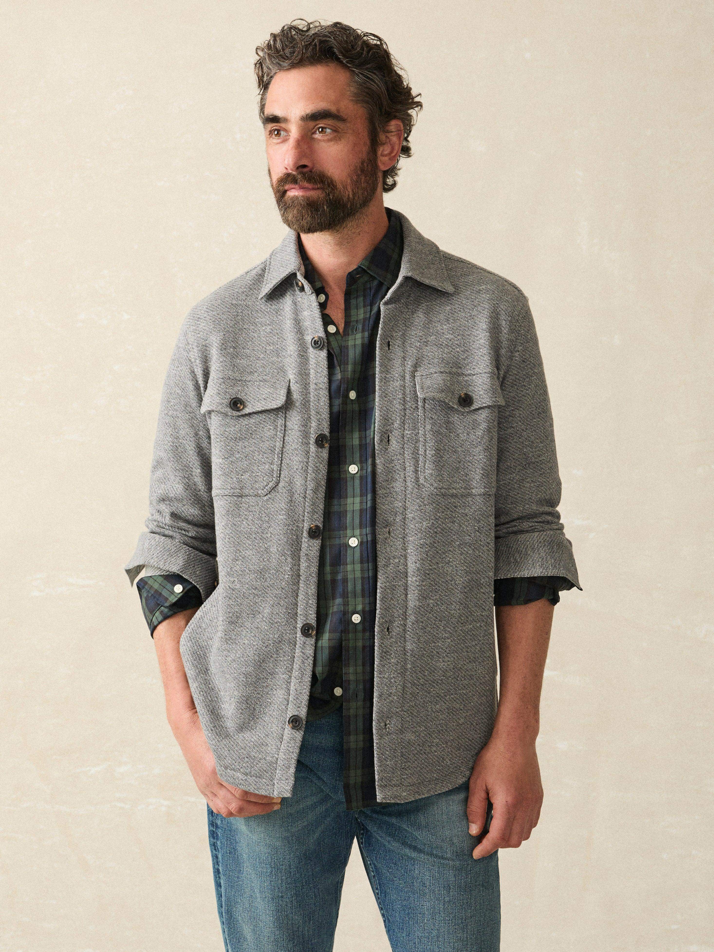 Inlet Knit CPO - Medium Grey Melange | Faherty Brand