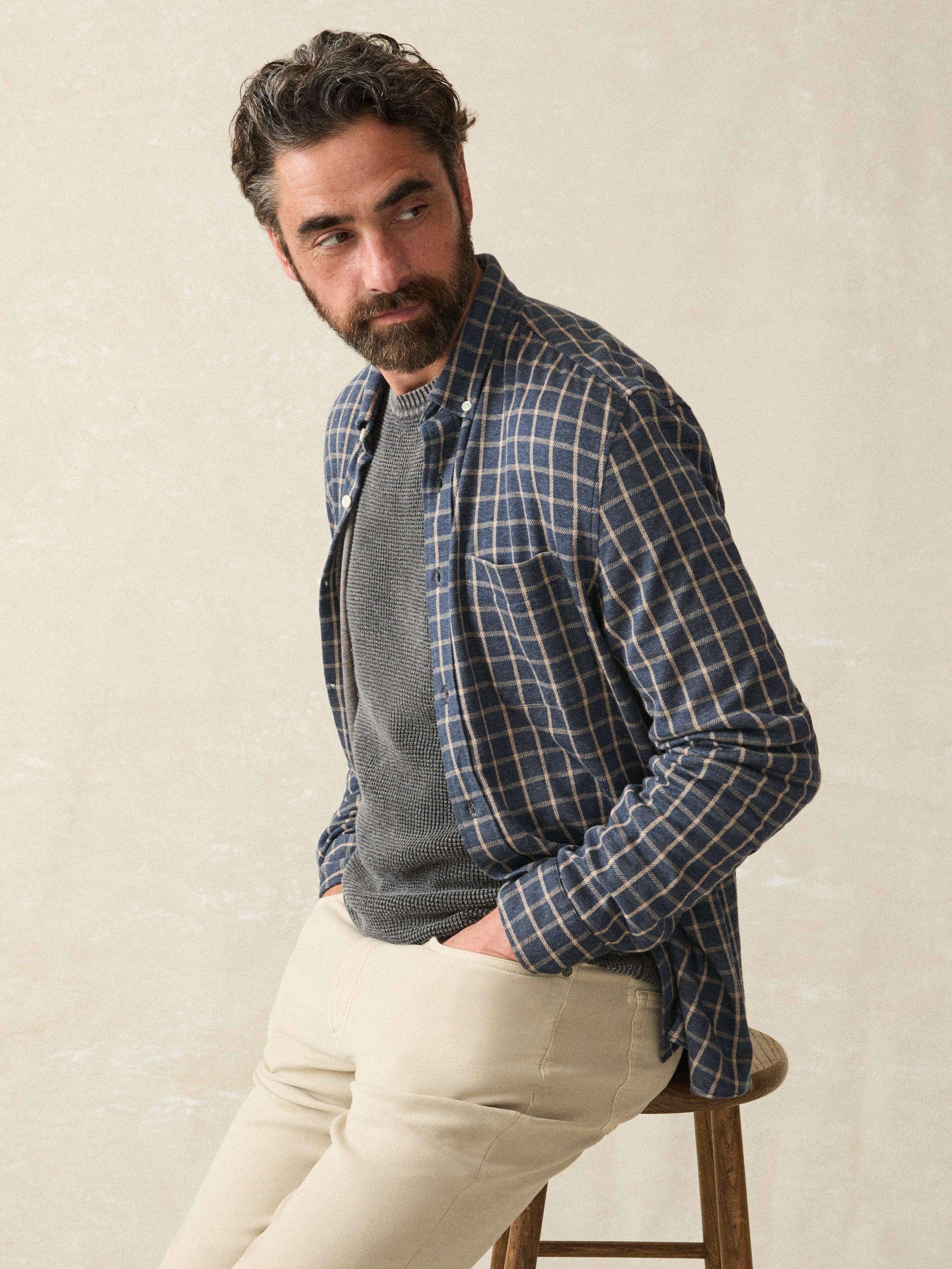 Coastline Knit Shirt - Twilight Check | Faherty Brand