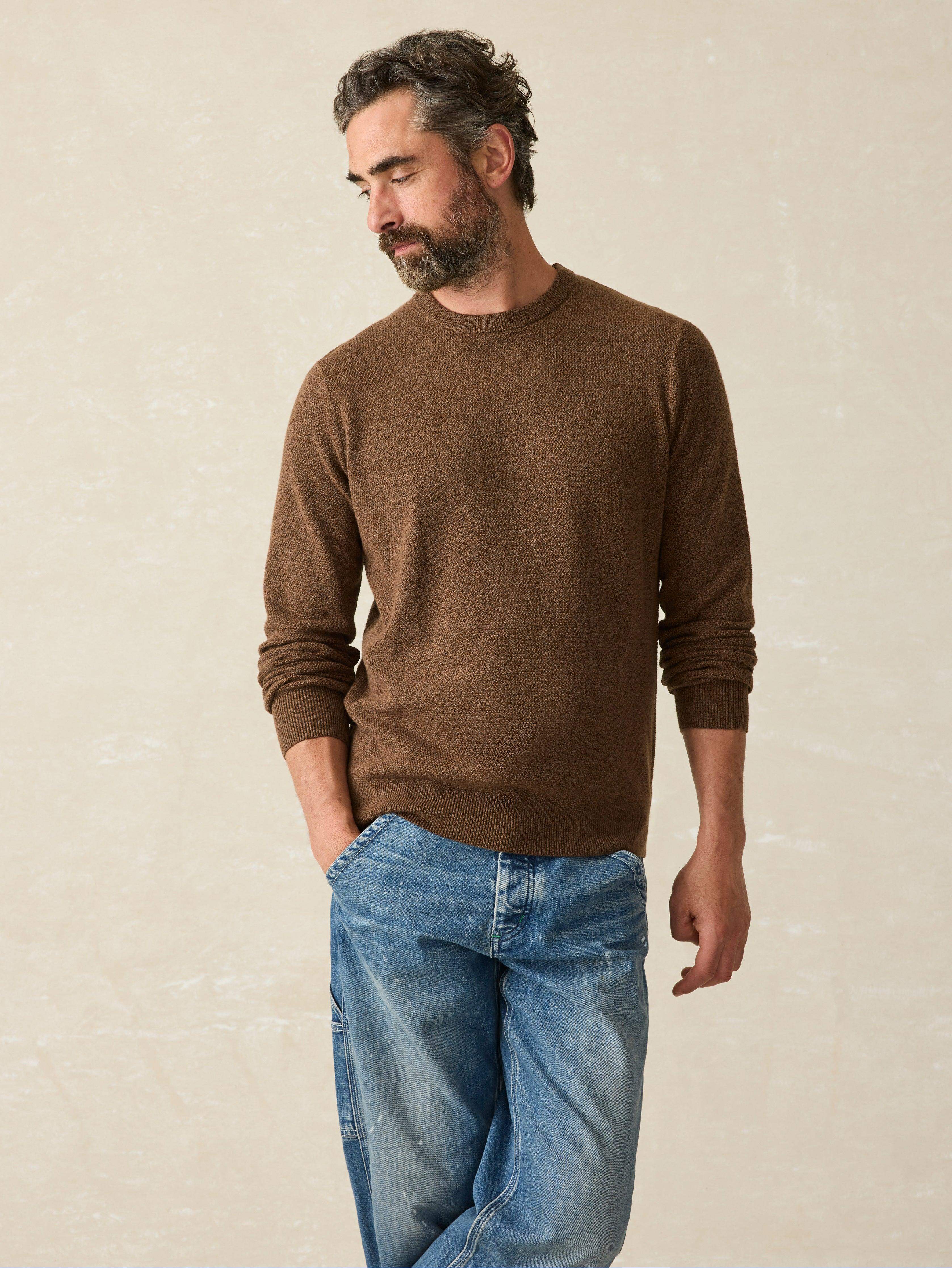 Jackson Crew Sweater - Trail Brown Heather | Faherty Brand