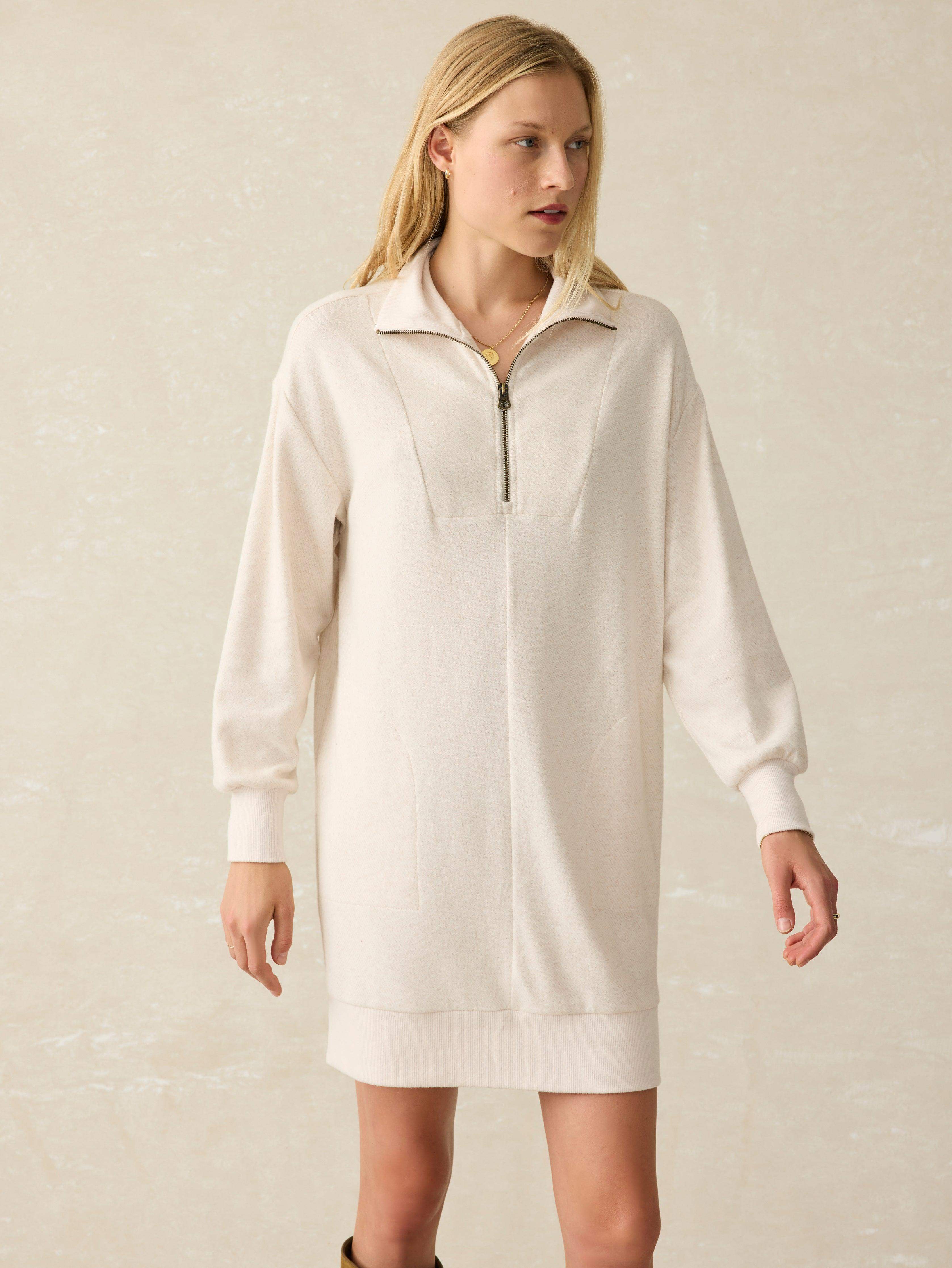 Legend Quarter Zip Dress - Off White | Faherty Brand