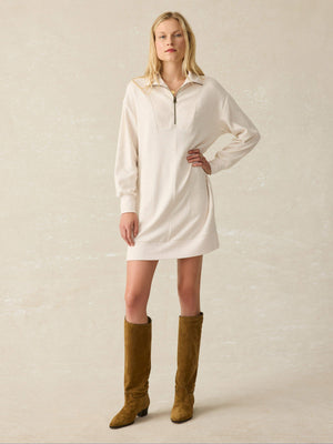Legend Quarter Zip Dress - Off White