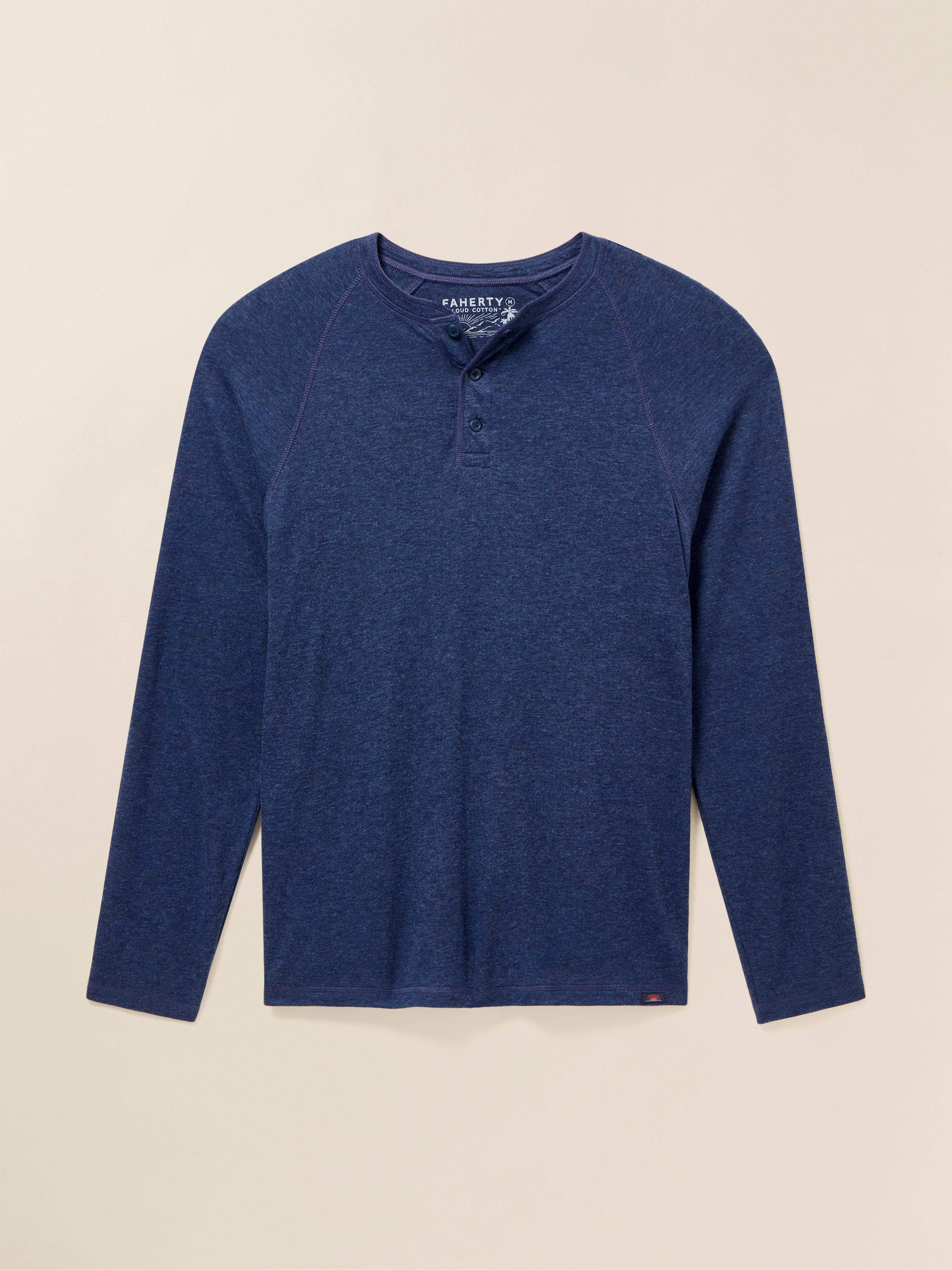 Long-Sleeve Cloud Henley - Baltic Navy Heather | Faherty Brand
