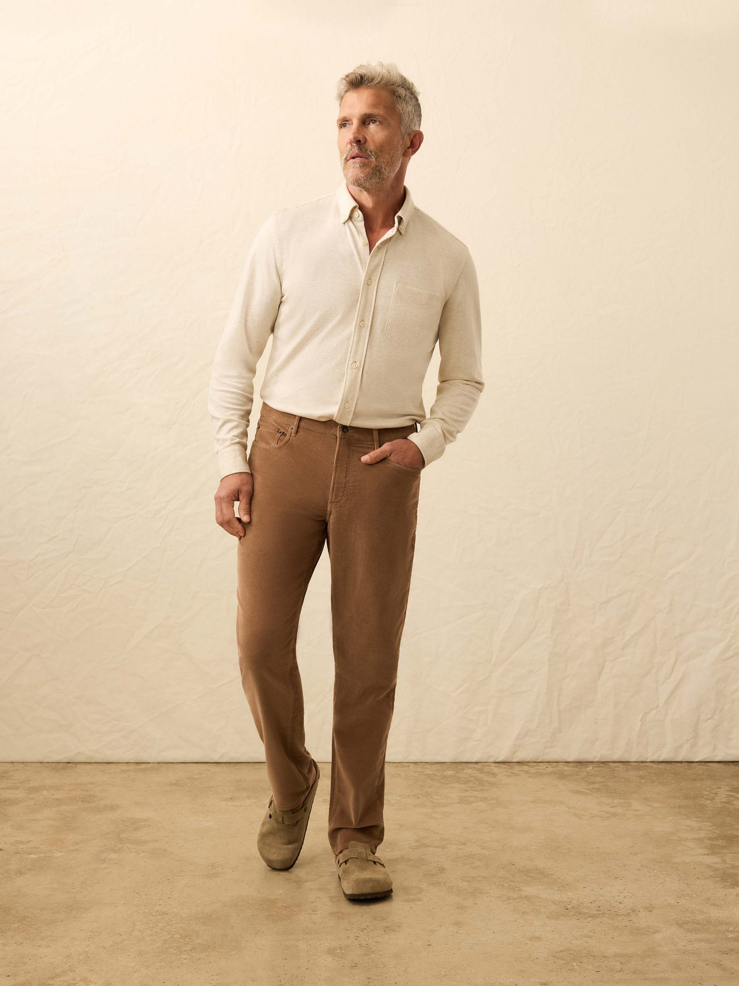 Stretch Terry Corduroy 5-Pocket Pant - Maple Brown | Faherty Brand