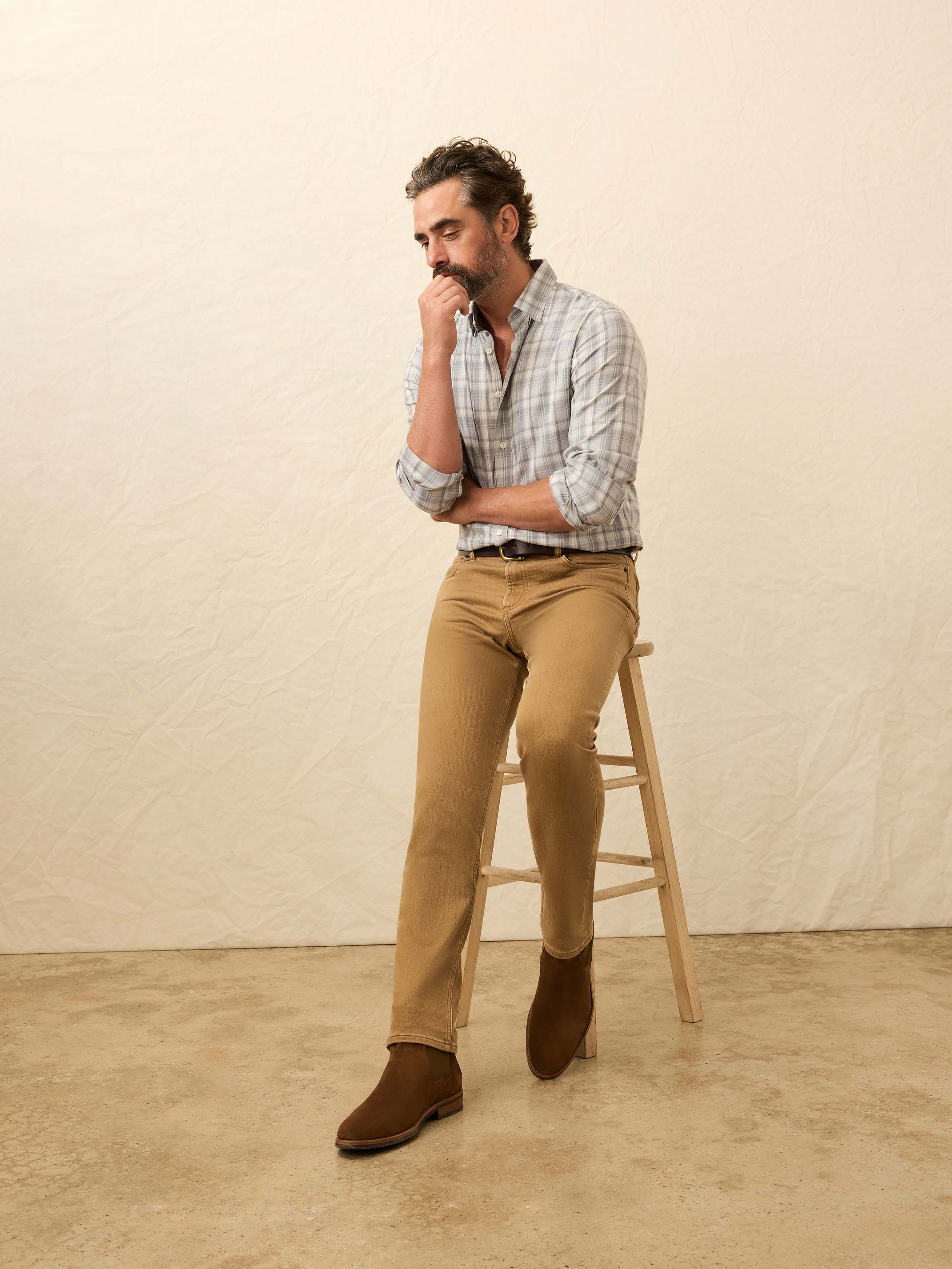 Stretch Terry 5-Pocket Pant - Elk Brown | Faherty Brand