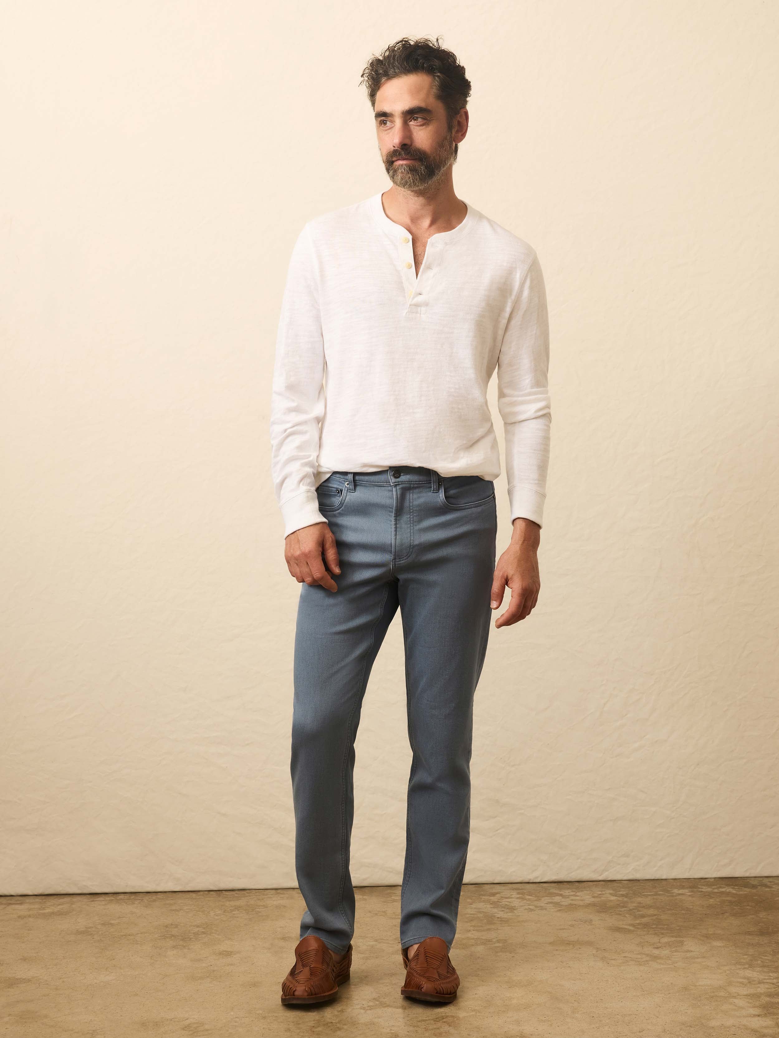 Stretch Terry 5-Pocket Pant - Rocky Blue | Faherty Brand