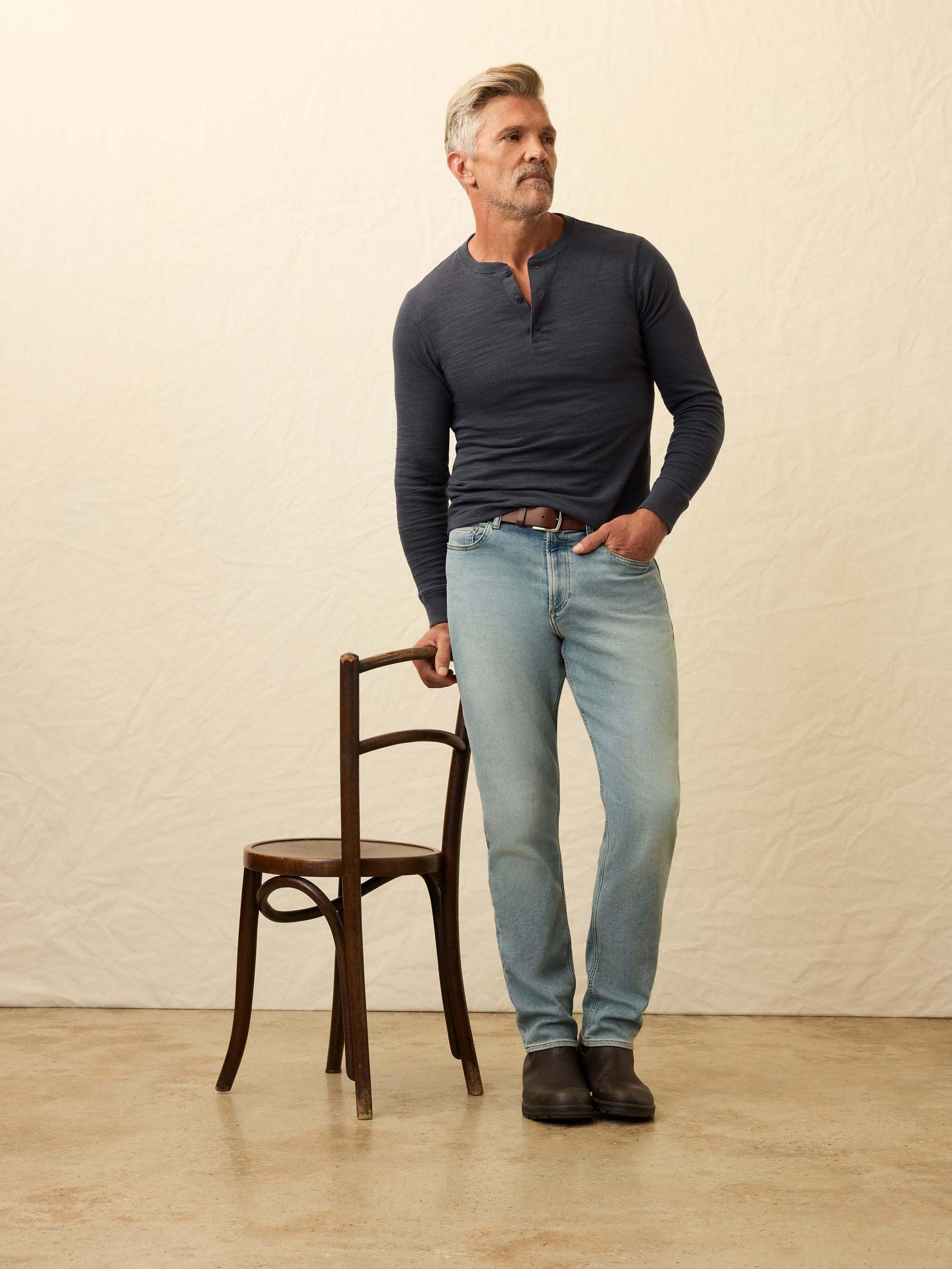 Stretch Terry Indigo 5-Pocket - Eastern Shore Wash | Faherty Brand