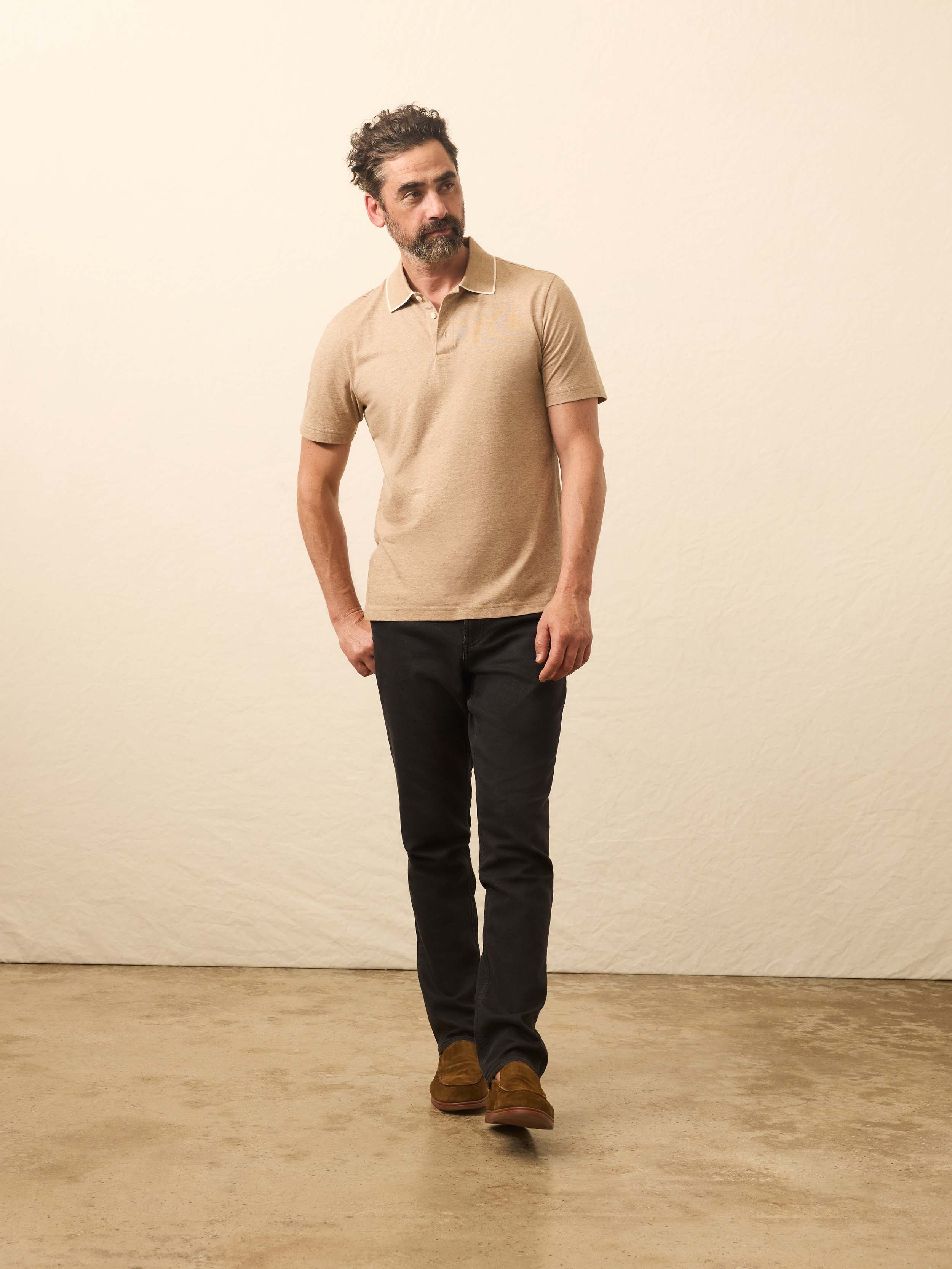 Short-Sleeve Movement™ Pique Polo - Driftwood Island Heather | Faherty Brand