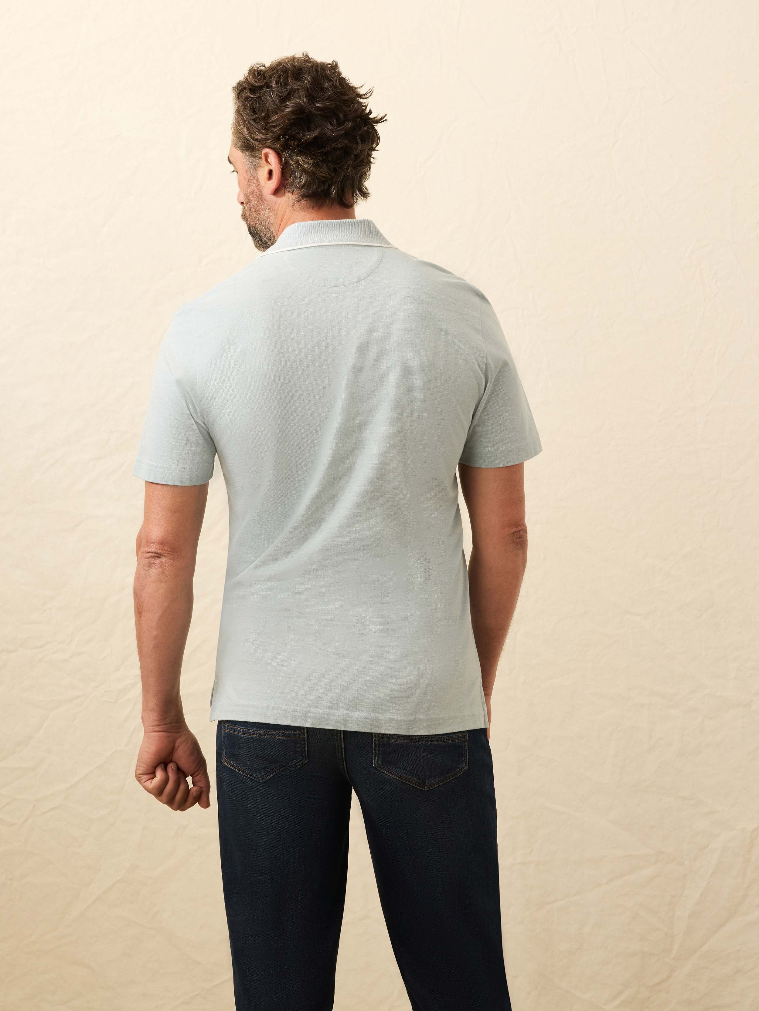 Short-Sleeve Movement™ Pique Polo - Huron Blue Melange | Faherty Brand