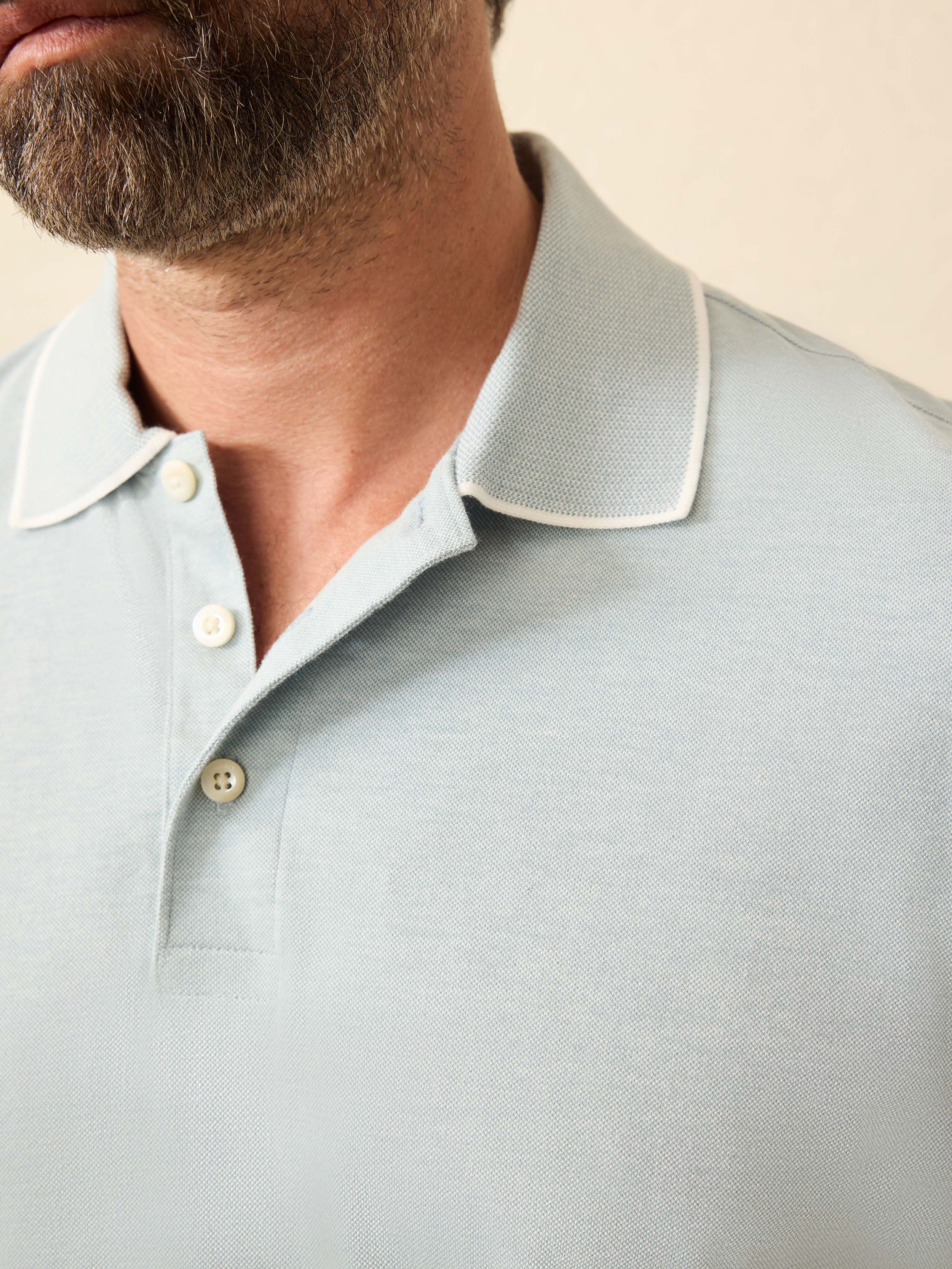 Short-Sleeve Movement™ Pique Polo - Huron Blue Melange | Faherty Brand