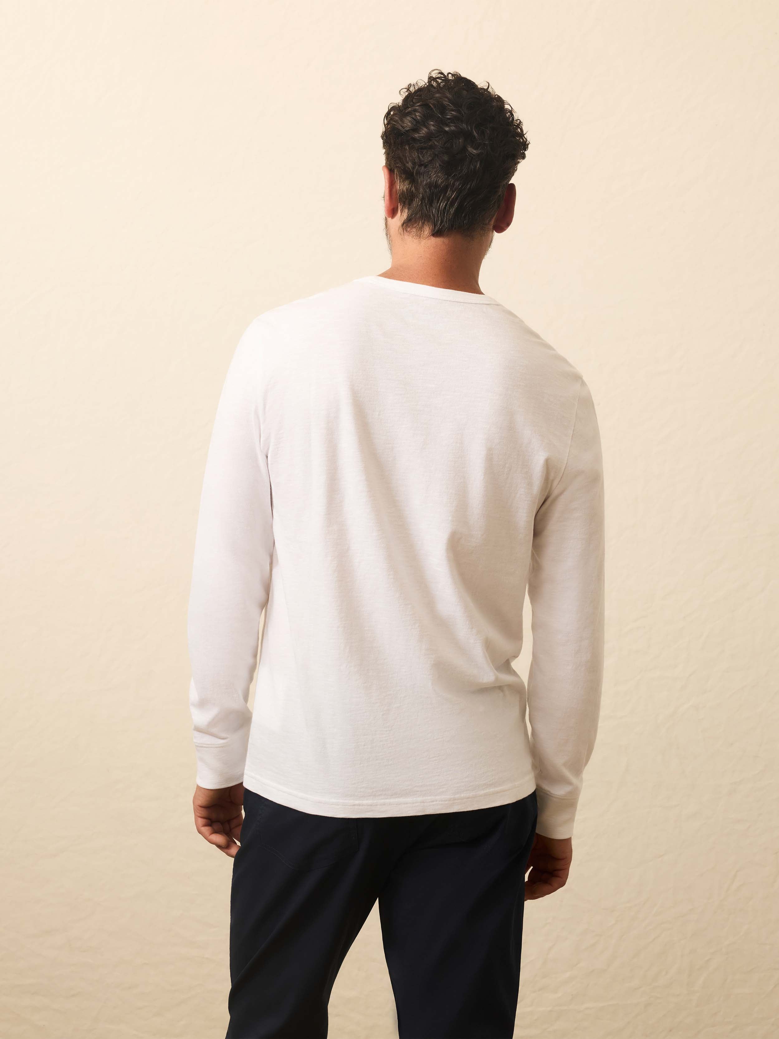 Long-Sleeve Sunwashed Graphic Tee - White | Faherty Brand