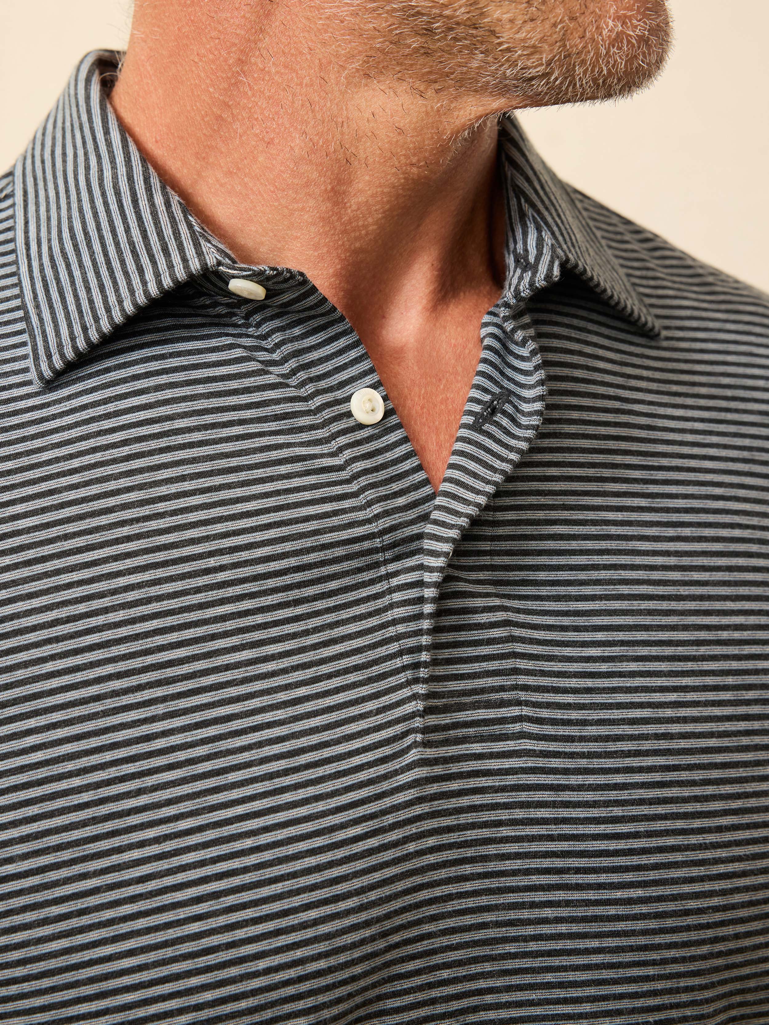 Long-Sleeve Movement™ Polo - Moonlight Point Stripe | Faherty Brand