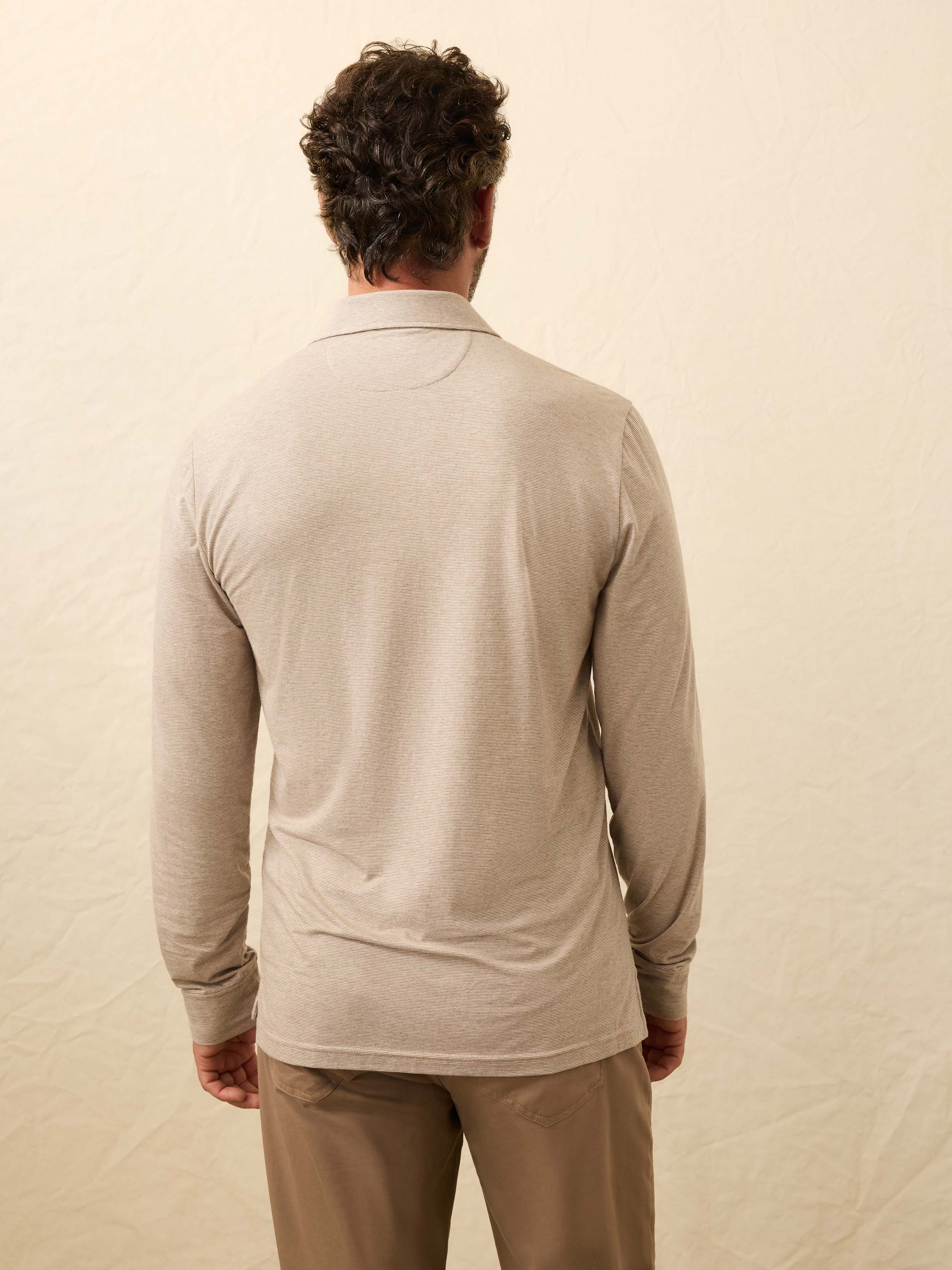 Long-Sleeve Movement™ Polo - Mountain Bark Feeder | Faherty Brand