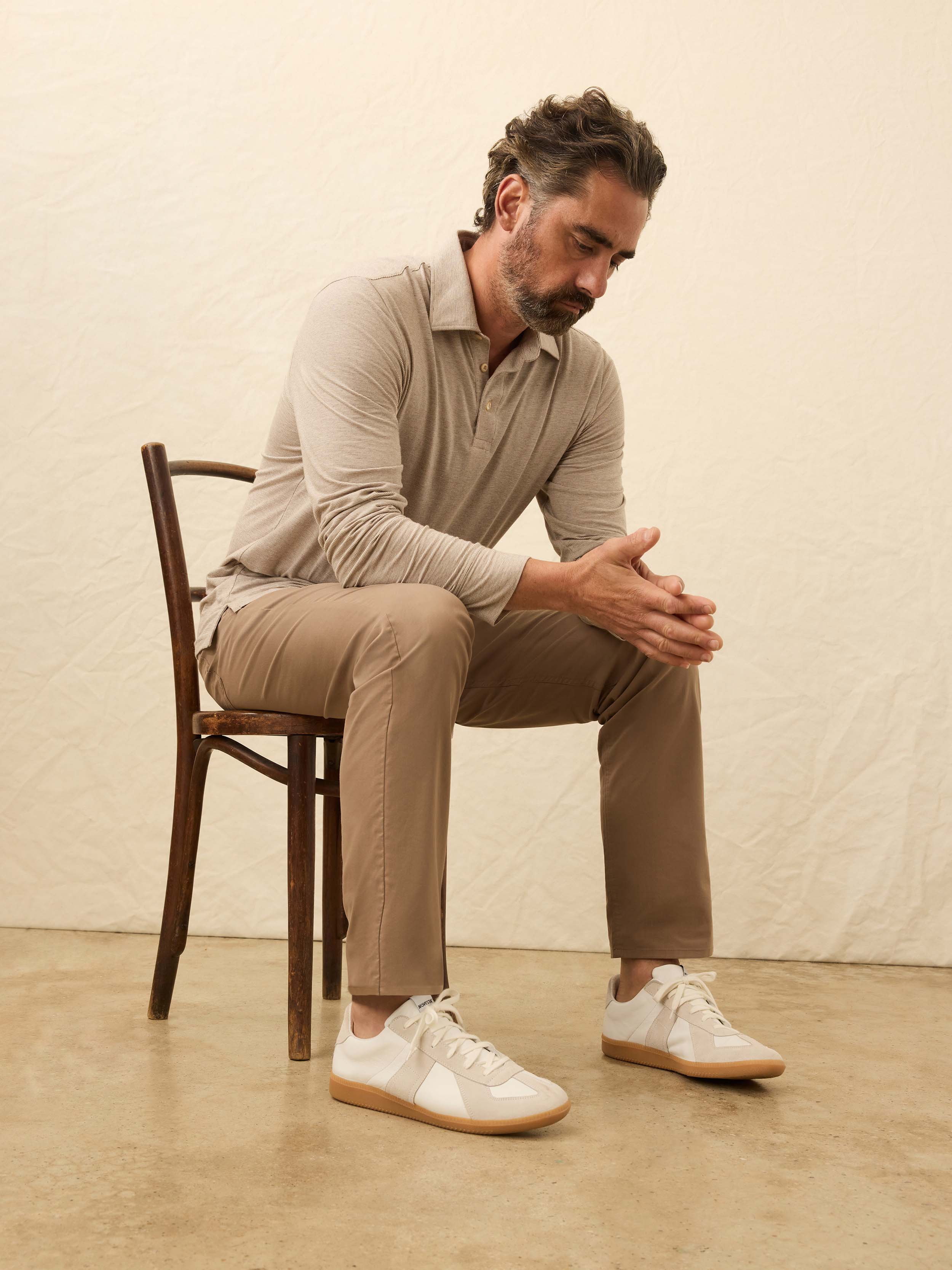 Long-Sleeve Movement™ Polo - Mountain Bark Feeder | Faherty Brand