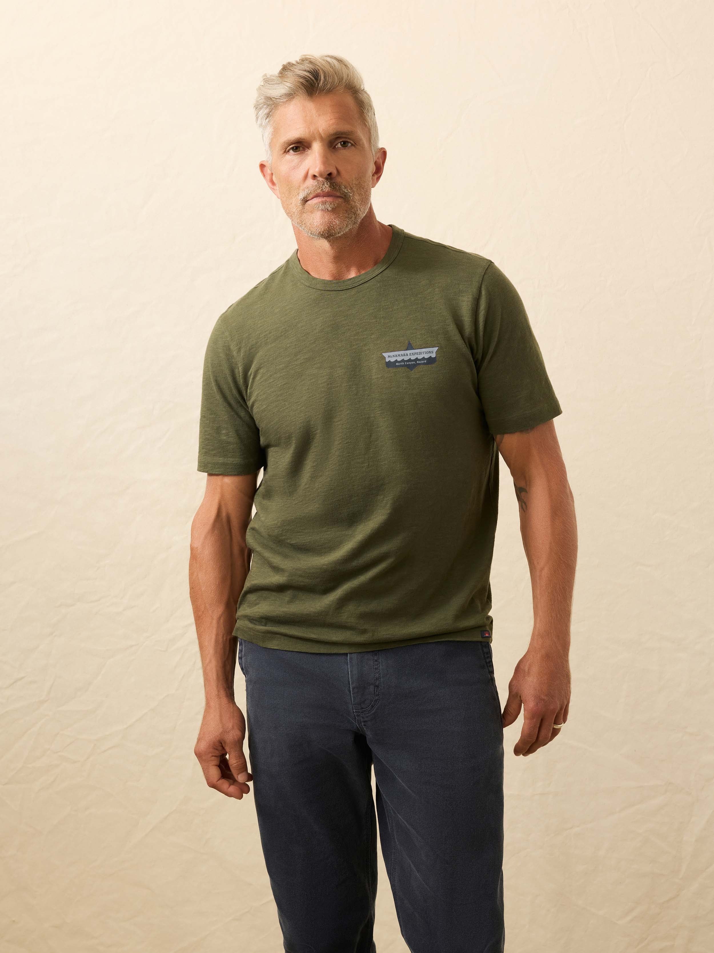 Nazare Sunwashed Tee - Fall Evergreen | Faherty Brand