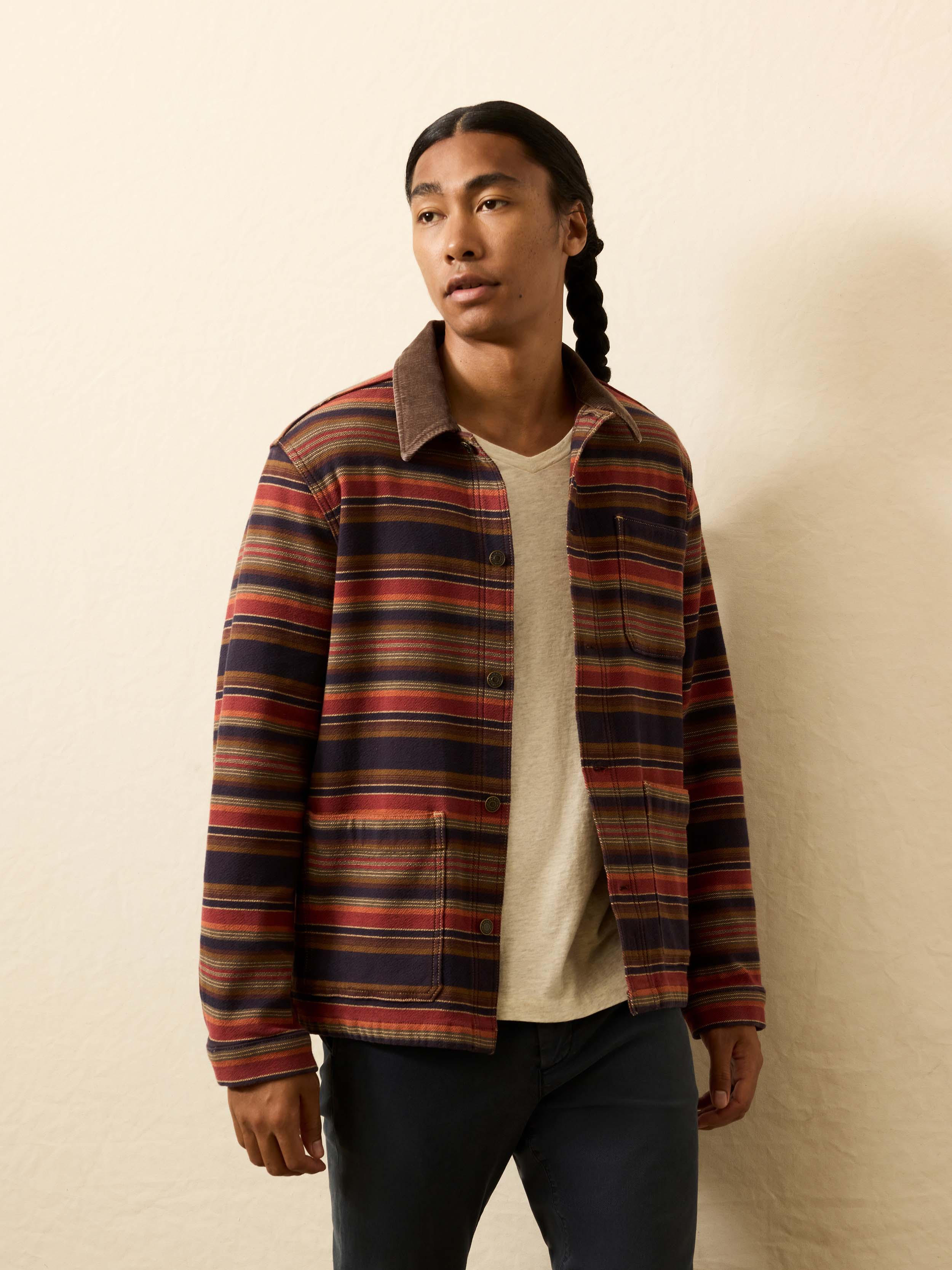 High Ridge Twill Studio Jacket - Night Time Fire Stripe | Faherty Brand