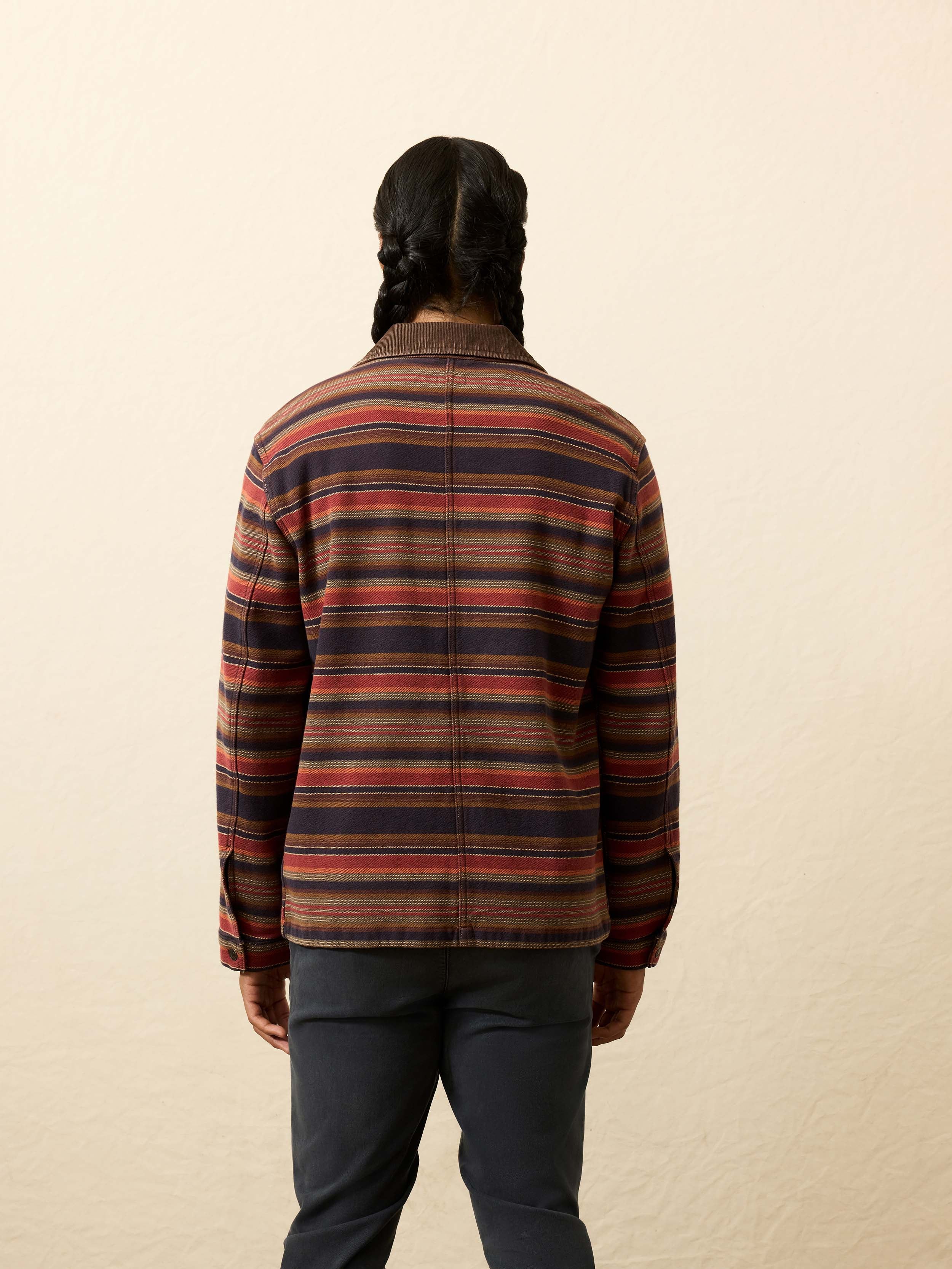 High Ridge Twill Studio Jacket - Night Time Fire Stripe | Faherty Brand