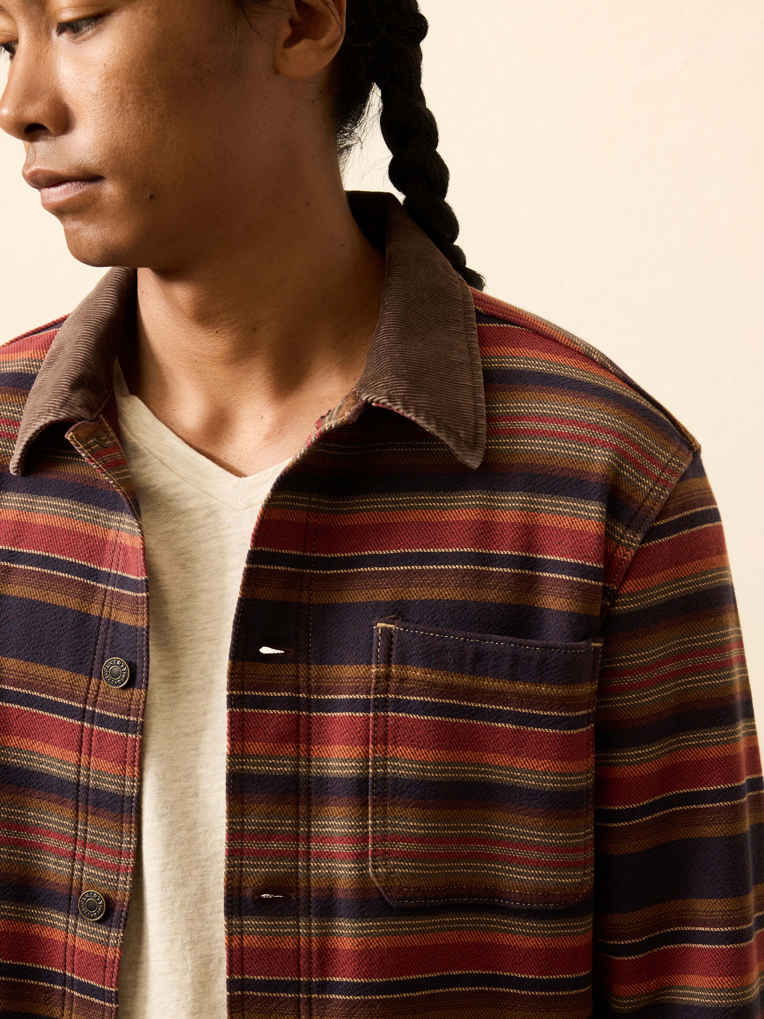 High Ridge Twill Studio Jacket - Night Time Fire Stripe | Faherty Brand